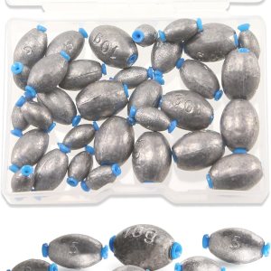 BOROLA 36 piezas de pesos de plomo de huevo en forma de olivo de pesca, accesorios de aparejos de pesca de agua salada y agua dulce, juego de pesas BOROLA 36 piezas de pesos de plomo de huevo en forma de olivo de pesca, accesorios de aparejos de pesca de agua salada y agua dulce, juego de pesas