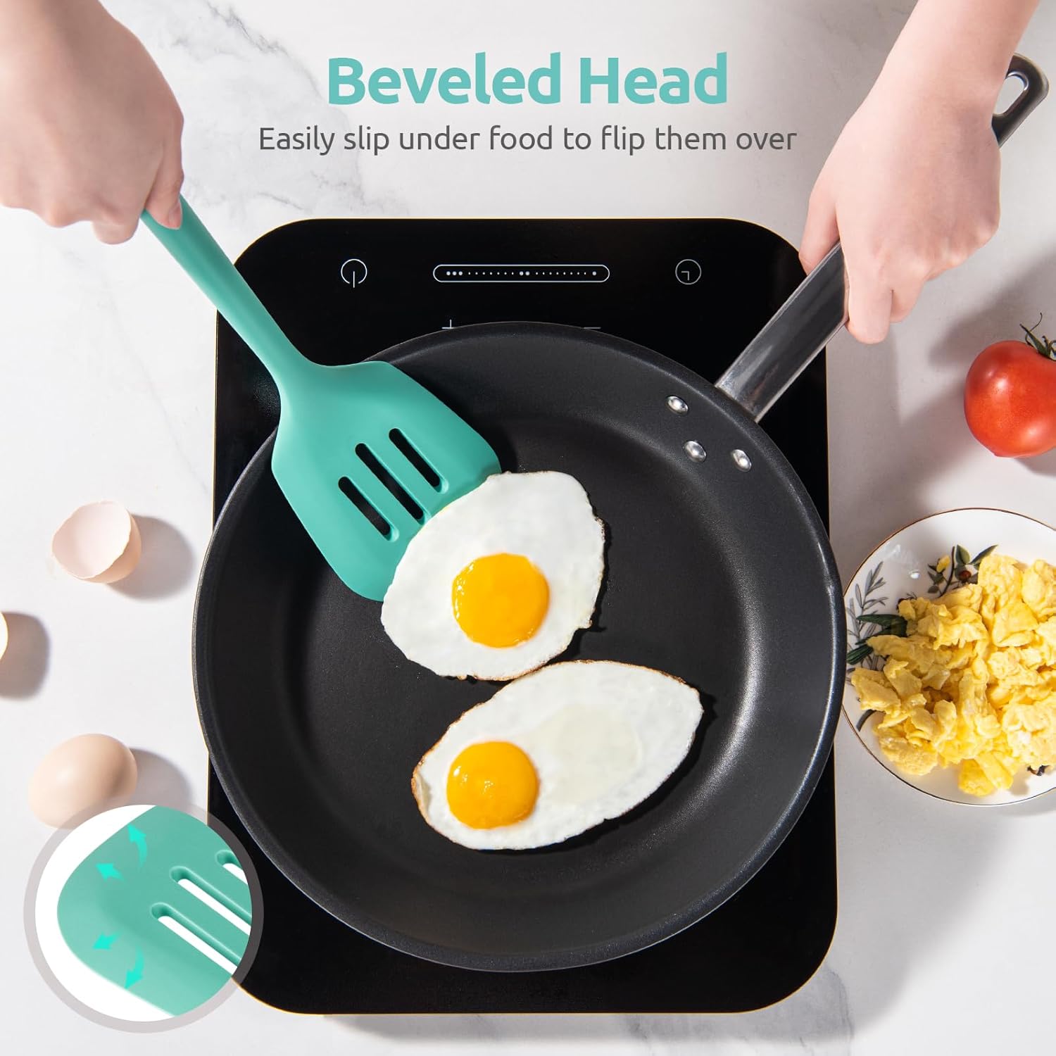 U-Taste – Espátula de silicona ranurada de 13.6 pulgadas espátula de cocina resistente al calor de 600 , libre de BPA, flexible, ancho, sin