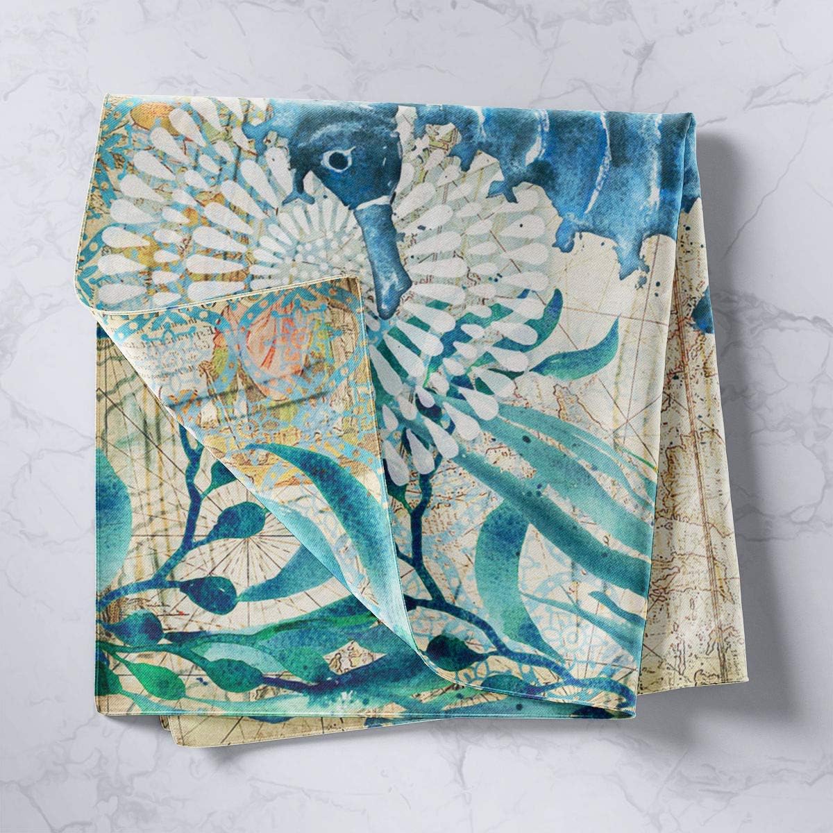 Tapiz de animales marinos, tapiz de caballito de mar, mandala bohemio para colgar en la pared, decoración de pared, tapiz de criaturas marinas