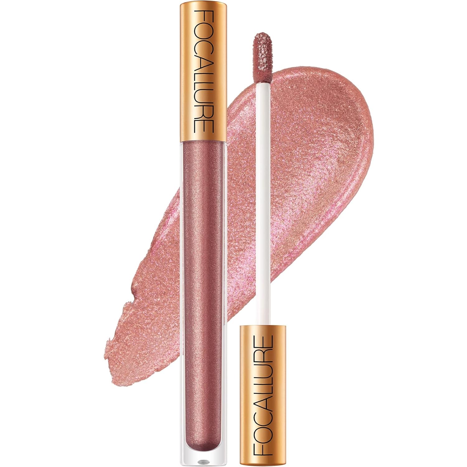 FOCALLURE Lápiz labial líquido de camaleón metálico, brillo de labios con purpurina, acabado brillante, maquillaje de labios de copa antiadherente