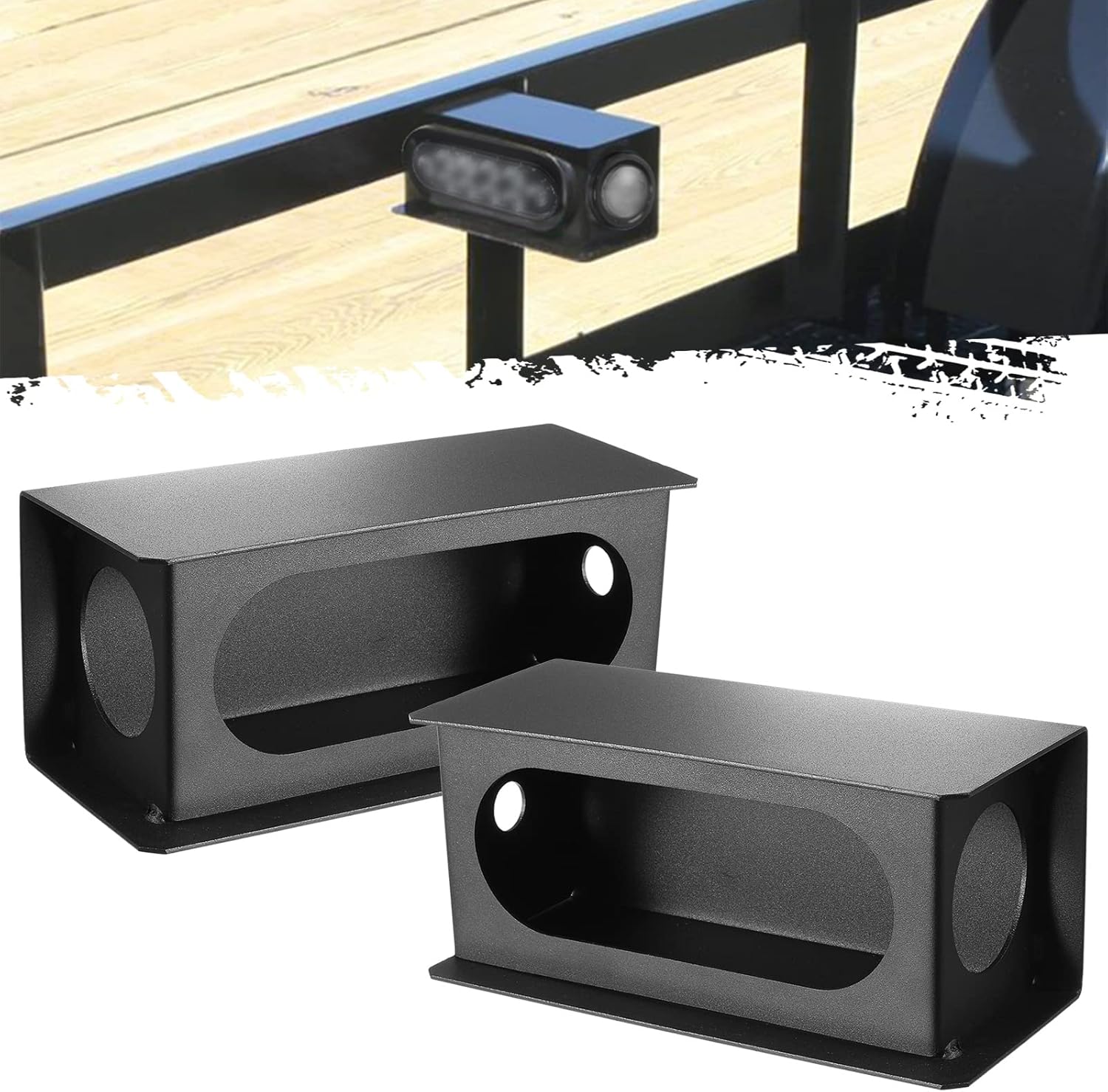 Partsam 2 unidades de acero negro resistente camión utilitario remolque 6 pulgadas protector de luz trasera caja ovalada de 2 pulgadas luz lateral