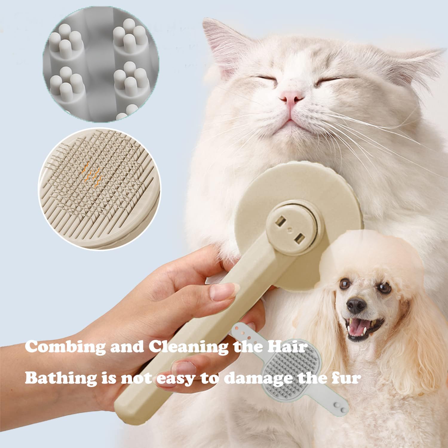 Cepillo de aseo para gatos  Cepillo de baño de silicona para gatos y perros, cepillo de baño para perros y gatos, 3 cepillos limpiadores de pelo de