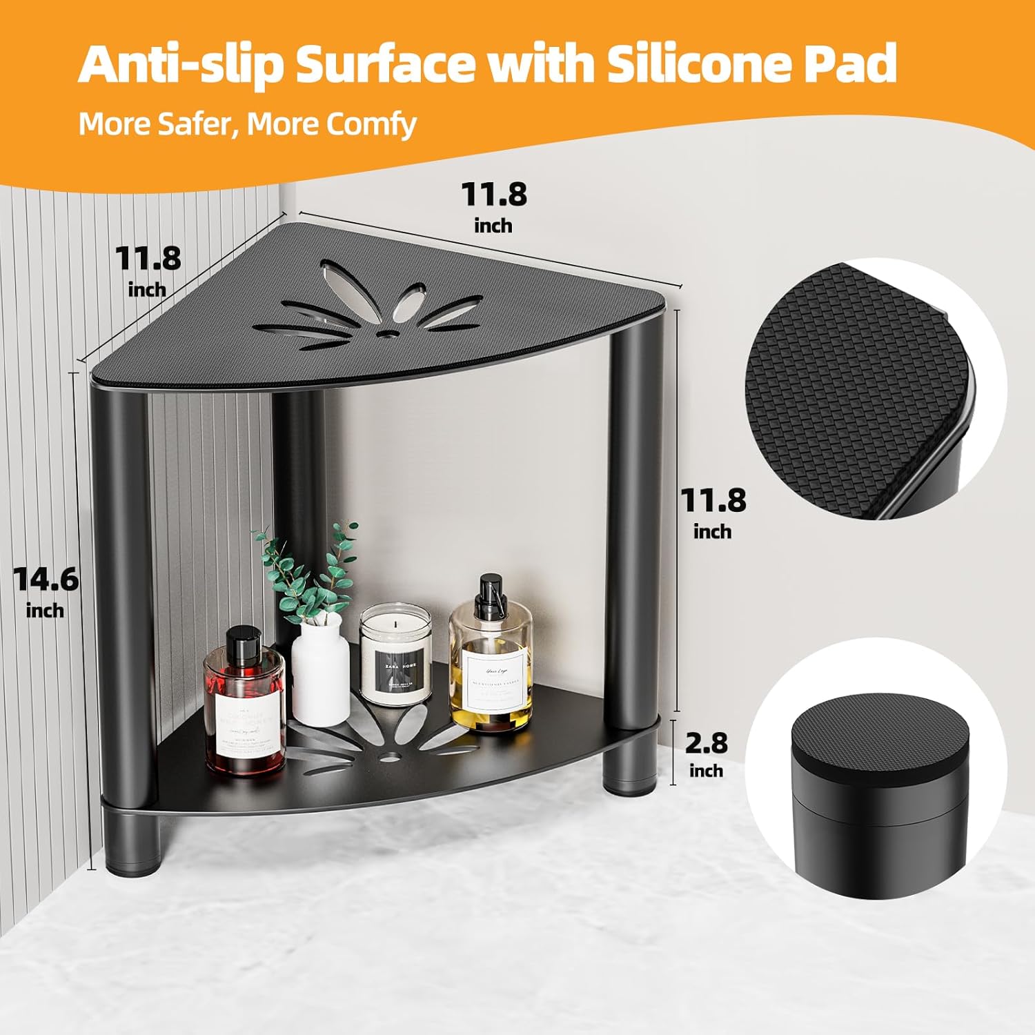 Taburete de ducha de esquina de metal para afeitarse las piernas, taburete de ducha para ducha interior, impermeable, bancos de ducha de esquina con