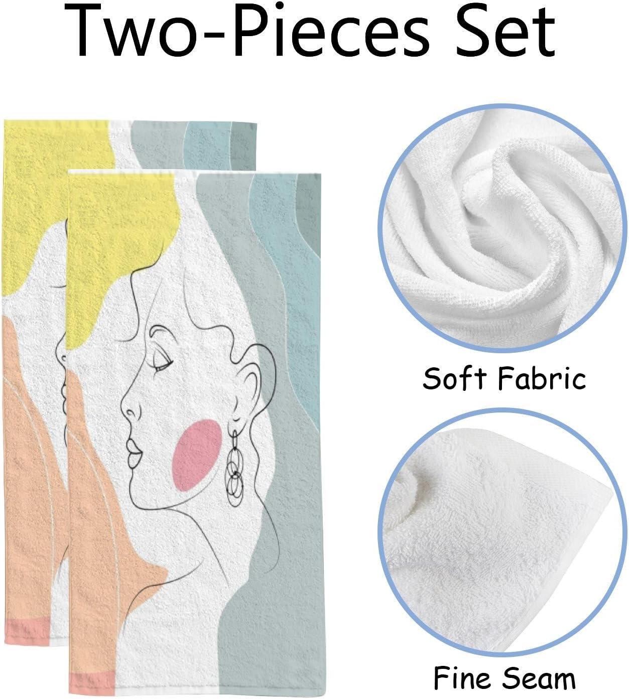 Hermosas toallas de mano de cara femenina para baño, toallas de baño suaves y absorbentes, juego de toallas de cocina de 30 x 15 pulgadas, toallas