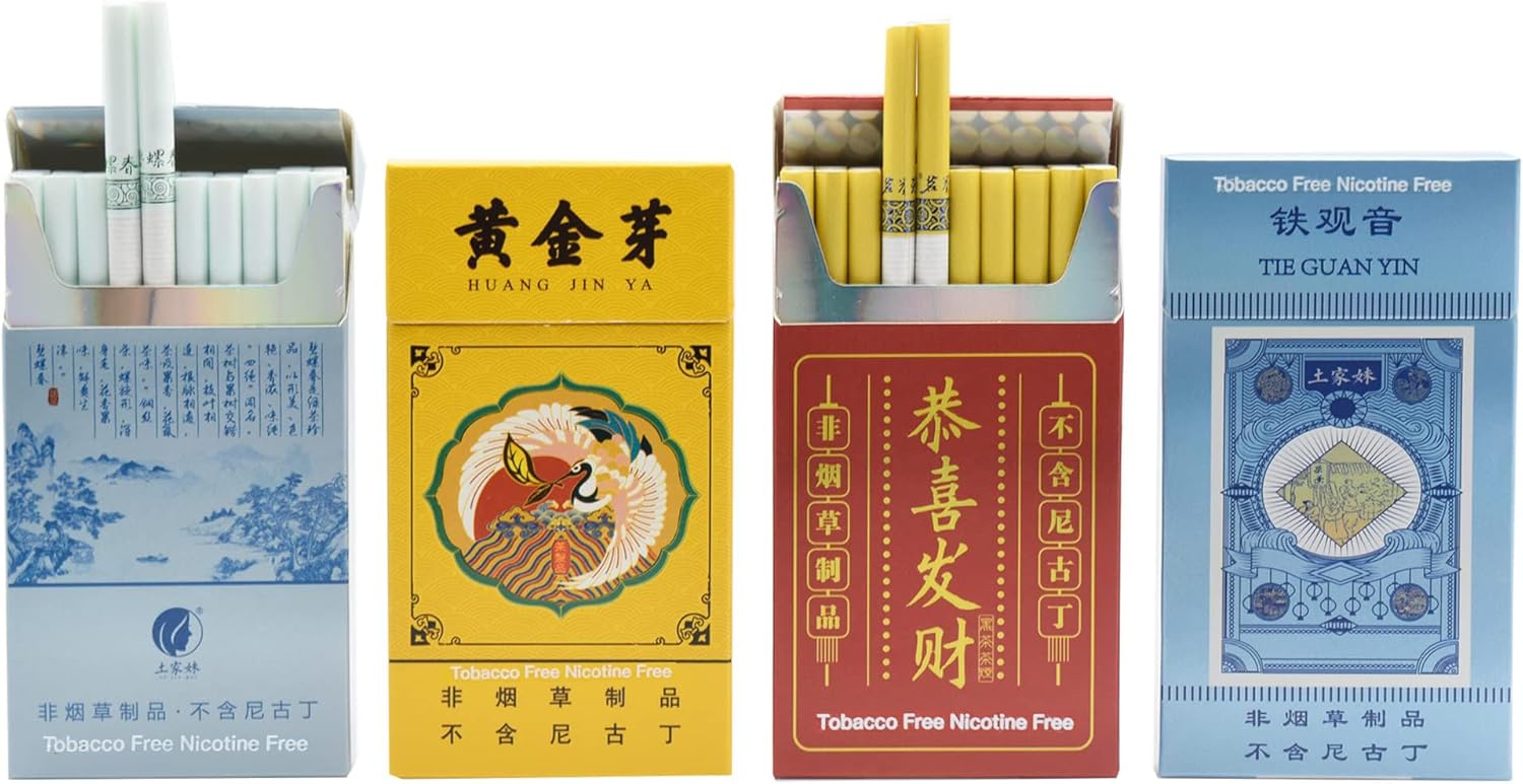 Wild Tea – Cigarrillos de hierbas, sin tabaco ni nicotina, 4 paquetes, 80 ahumados