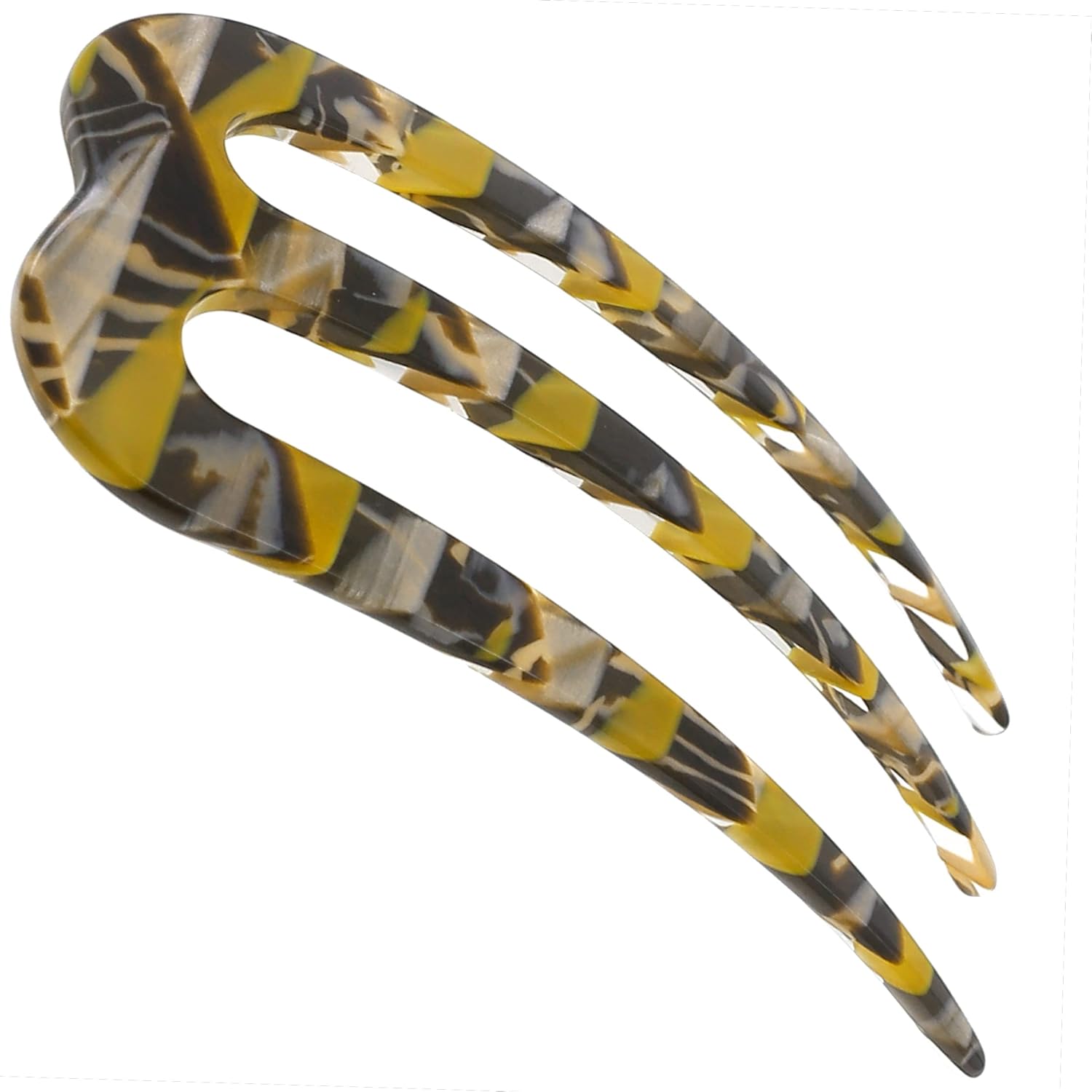 Camila Paris CP3167 – Pinzas de clip para palillo francés, color mostaza, ondulado, 3 puntas, tenedor de pelo para niñas, soporte para moño,