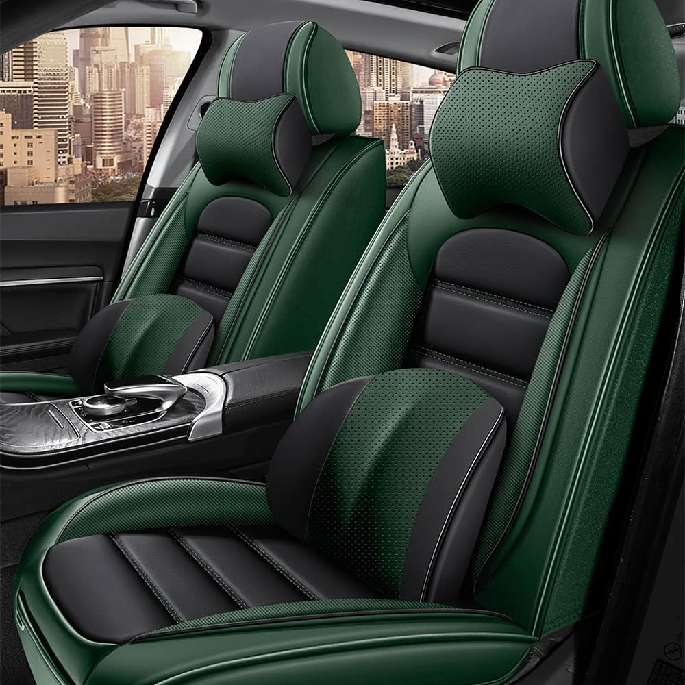 Iceleather Fundas de asiento de coche de lujo para Chevrolet Aveo 2005-2011, impermeable, suave, transpirable, de piel sintética con bolsillos de