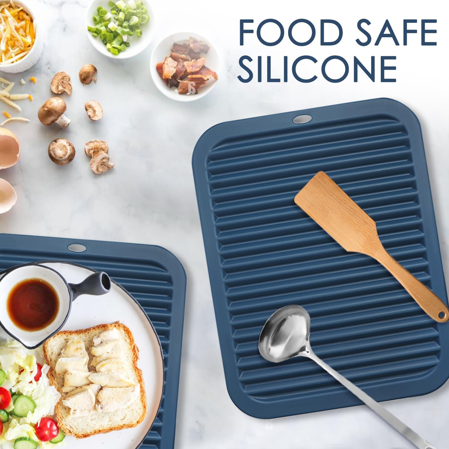 Paquete de 2 alfombrillas de silicona para encimera de cocina, salvamanteles de silicona de 9 x 12 pulgadas para ollas calientes y sartenes,