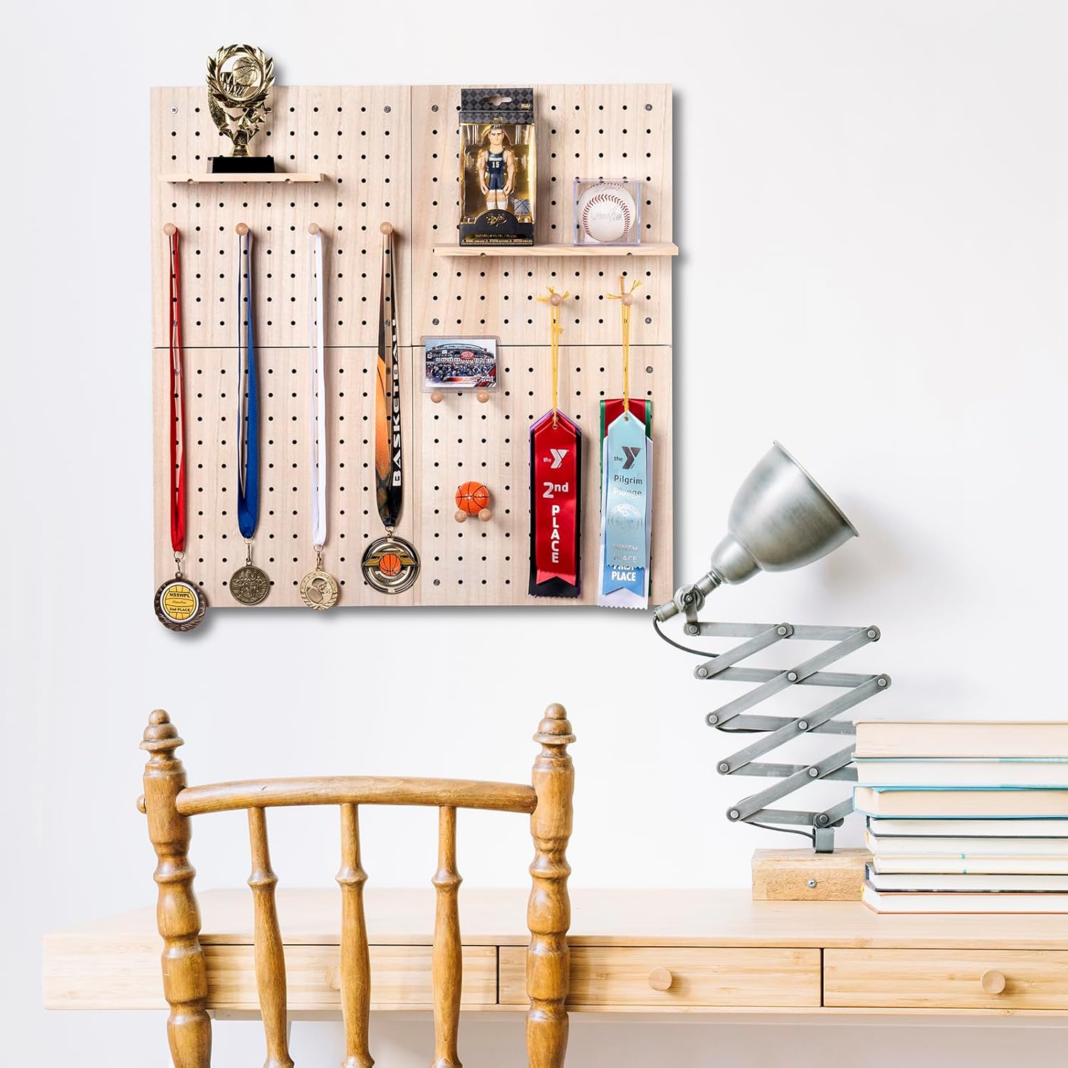 IneVibe Tableros de madera para exhibición de pared, organizador de 4 piezas y soporte para accesorios de manualidades, pistolas Nerf, joyas en