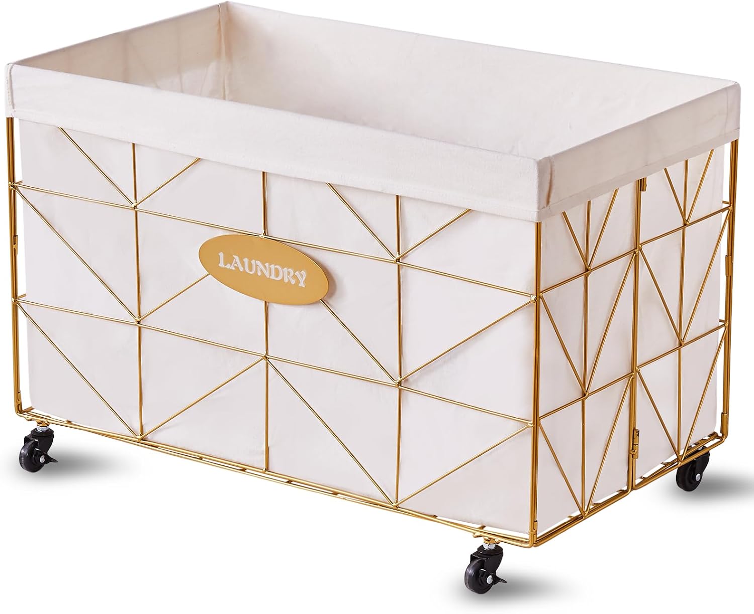 Mxfurhawa Cesta para la ropa sucia de 160 litros  Cesta de lavandería plegable con forro extraíble, ruedas rodantes y marco de metal resistente para