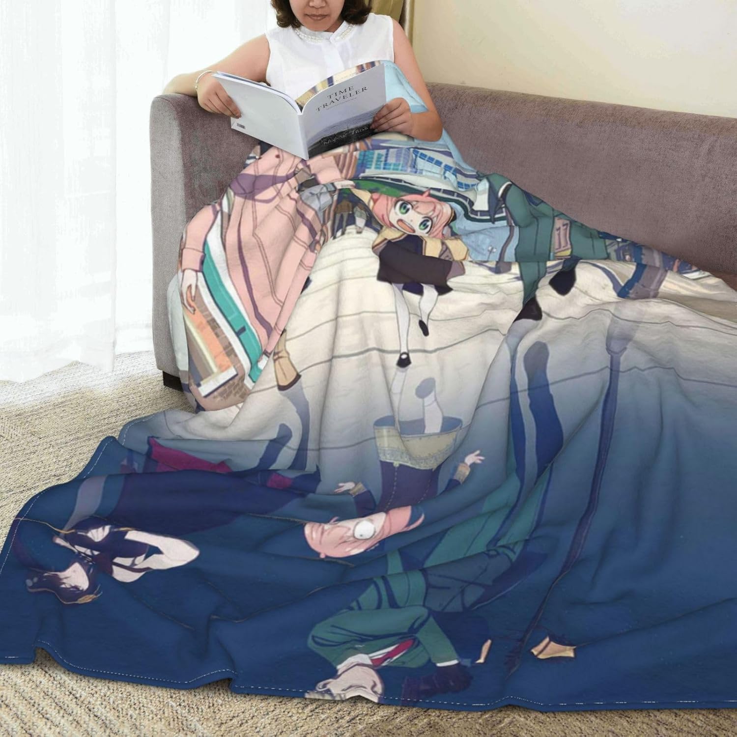 Manta Kawaii para mujer, manta gruesa y suave de dibujos animados adecuada para cama, sofá, asiento trasero, viajes, camping, anime japonés, S-PY,