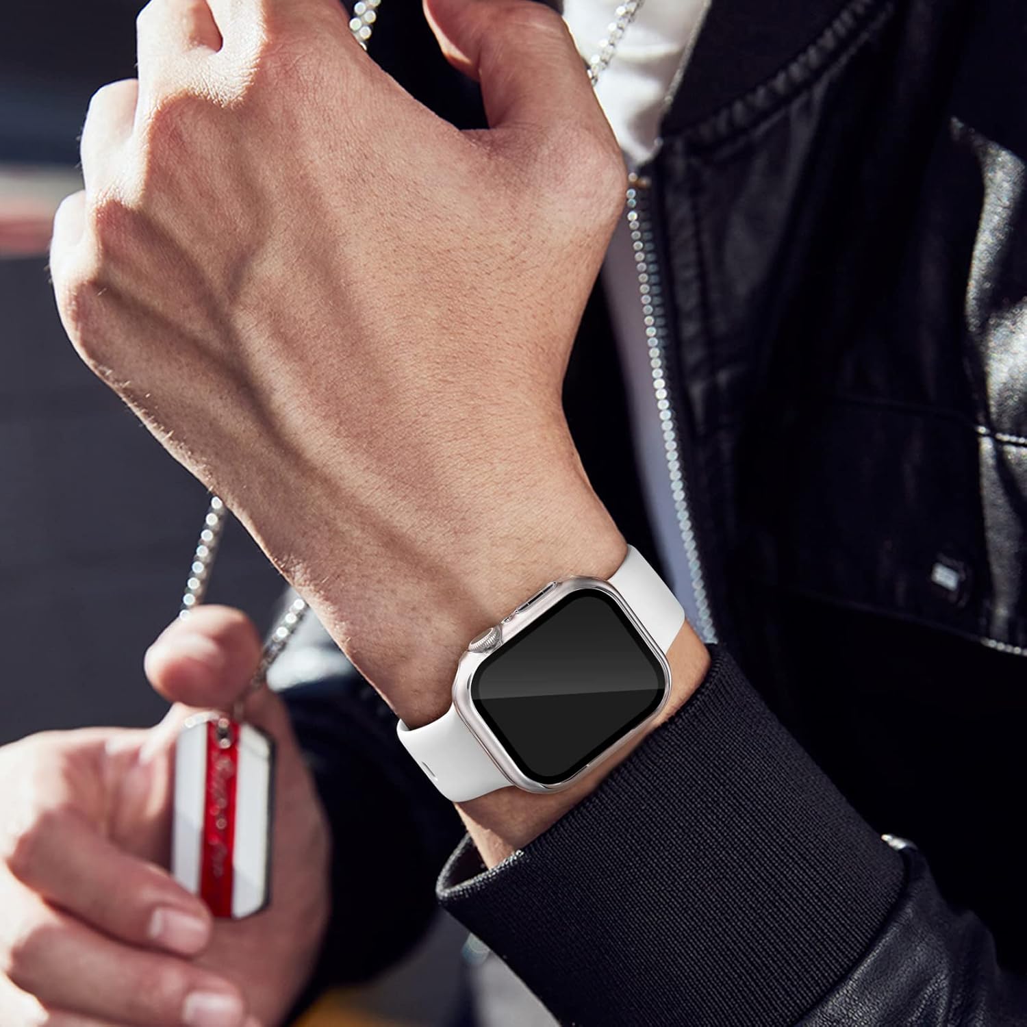 GEAK Protector de pantalla compatible con Apple Watch Case de 1.732 pulgadas Series 4, cobertura completa, cubierta protectora de policarbonato duro