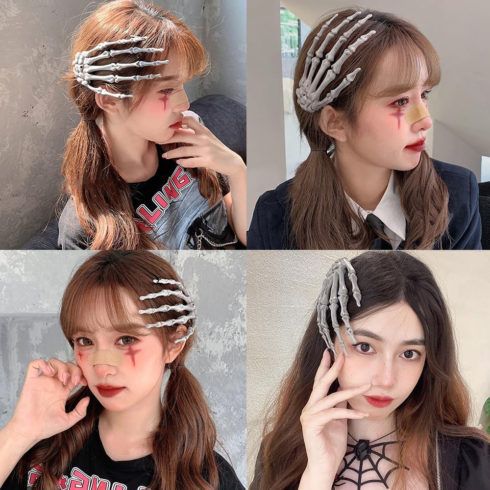 Hallowen – Pinzas para el cabello para mujer, pinzas grandes de garra, fantasma, mano, esqueleto, pasadores para el cabello, accesorios para el