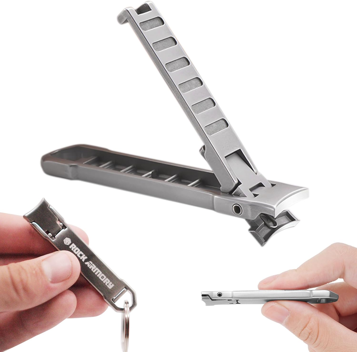 Cortaúñas táctico EDC para uñas duradero, afilado, cortador de acero inoxidable, compatible con llavero para precisión sobre la marcha, transporte