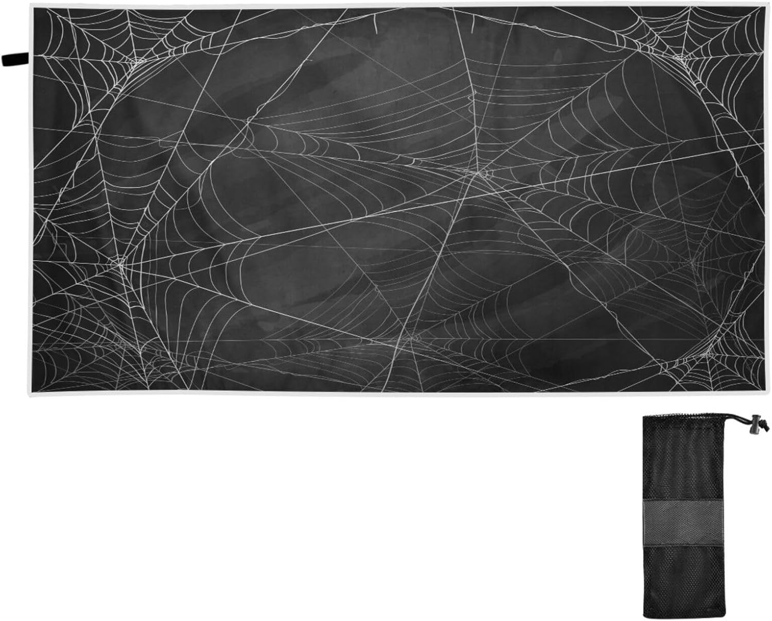 Toalla de playa de microfibra absorbente de tela de araña, toalla de viaje portátil de secado rápido para gimnasio, yoga, natación, 71 x 31 pulgadas