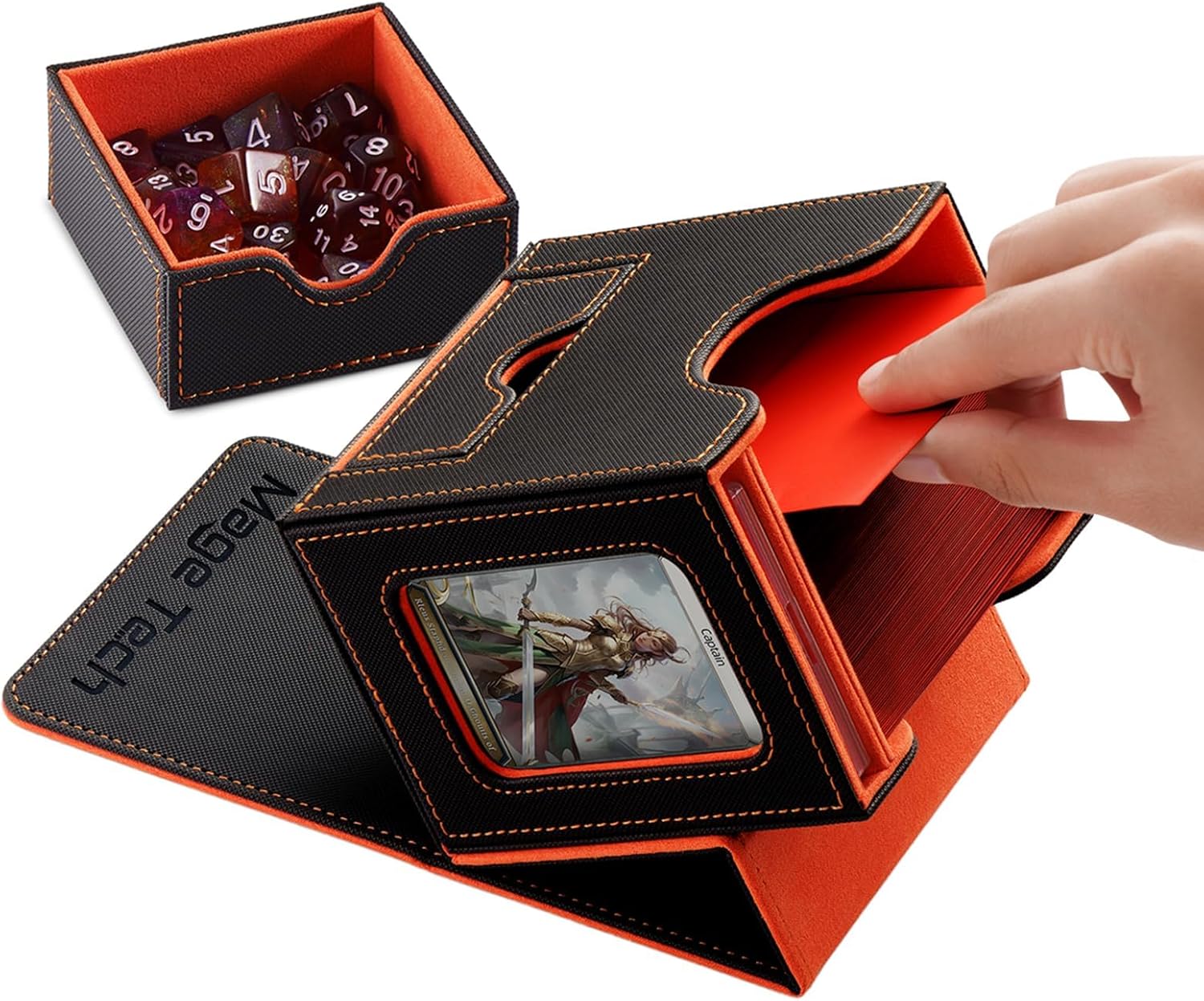 Caja de cartas para MTG Commander, diseño patentado, pantalla Commander, se adapta a 100 tarjetas de doble manga, ladrillo de tarjetas de 35 puntos