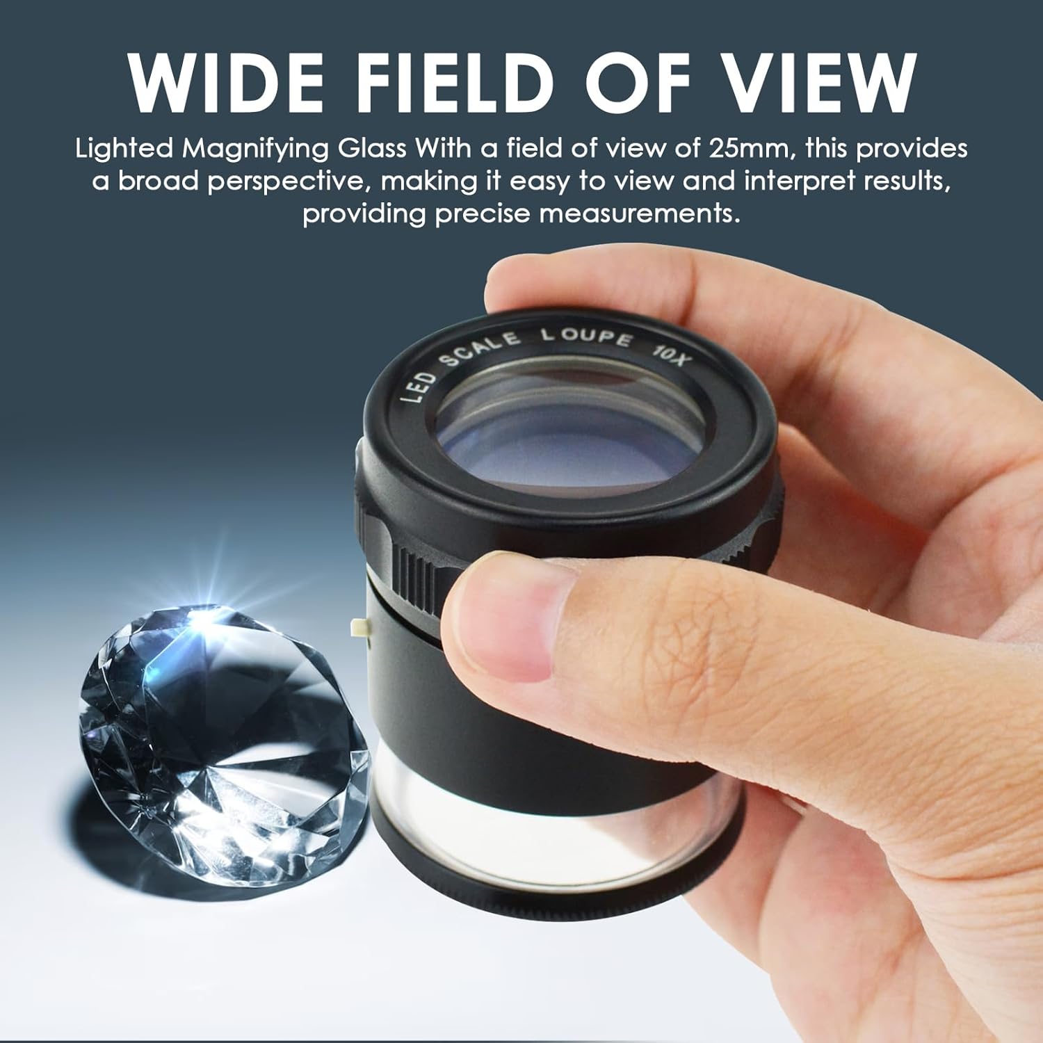 Jewelers – Lupa iluminada a escala de lupa, lupa portátil de lectura de bolsillo con 0.984 in con lupa de ojo enfocada en LED para gemas, monedas