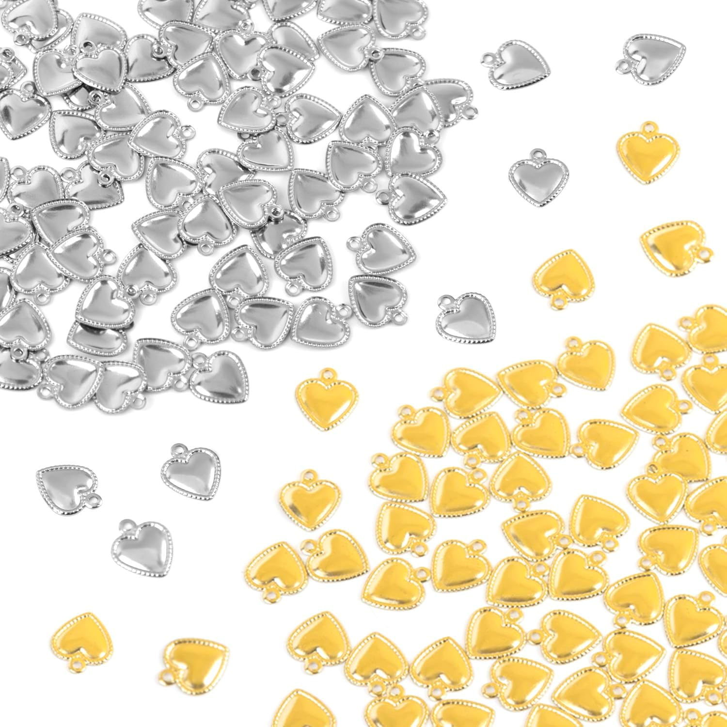 ASUNFO 200 Pcs Mini Heart Charms Love Charm Pendants Bulk for Jewelry Making Necklace Bracelet Earring DIY Crafts
