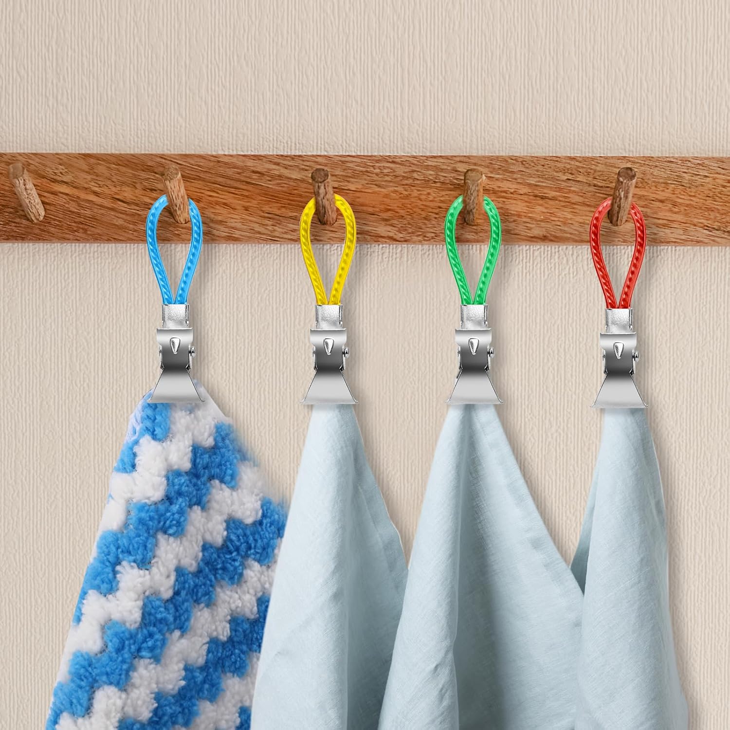 Clip para toallas de cocina, clips para toallas de té para colgar con lazo, ganchos de gancho de tela para el hogar, cocina, baño, armarios, toallas