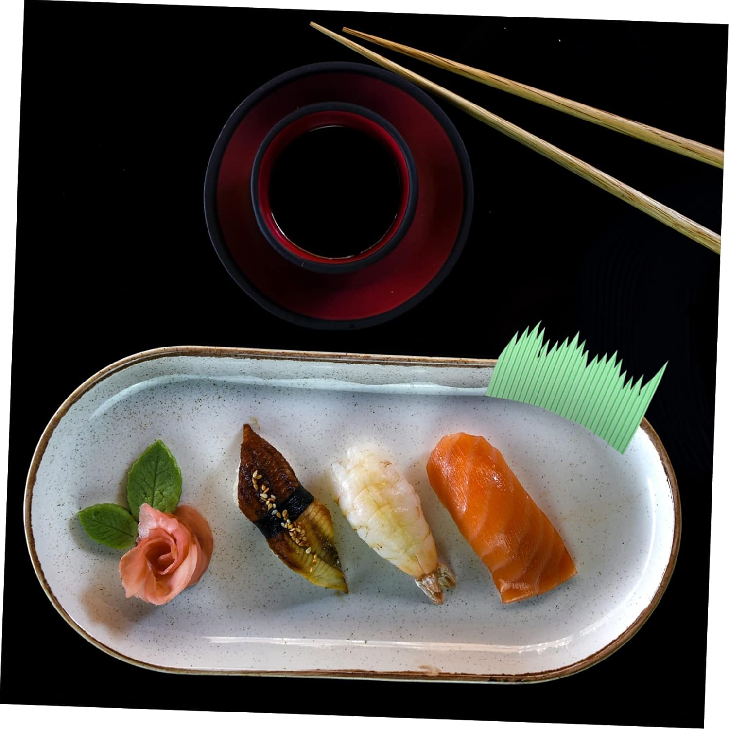 Cabilock 1000 piezas de decoración de sushi, decoración de mesa, Baran, Sushi, hierba falsa, sushi, hierba artificial, cuadrados, tapete de sushi,