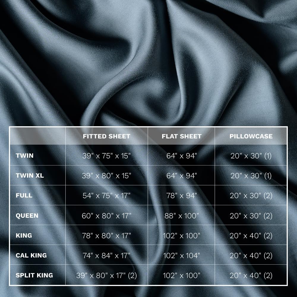 LUXOME Luxury Sheet Set  100% Rayon (Viscose) from Bamboo  Full Size – Ocean  Deep Pockets  4-Piece Set (Fitted, Flat, 2 Pillowcases)