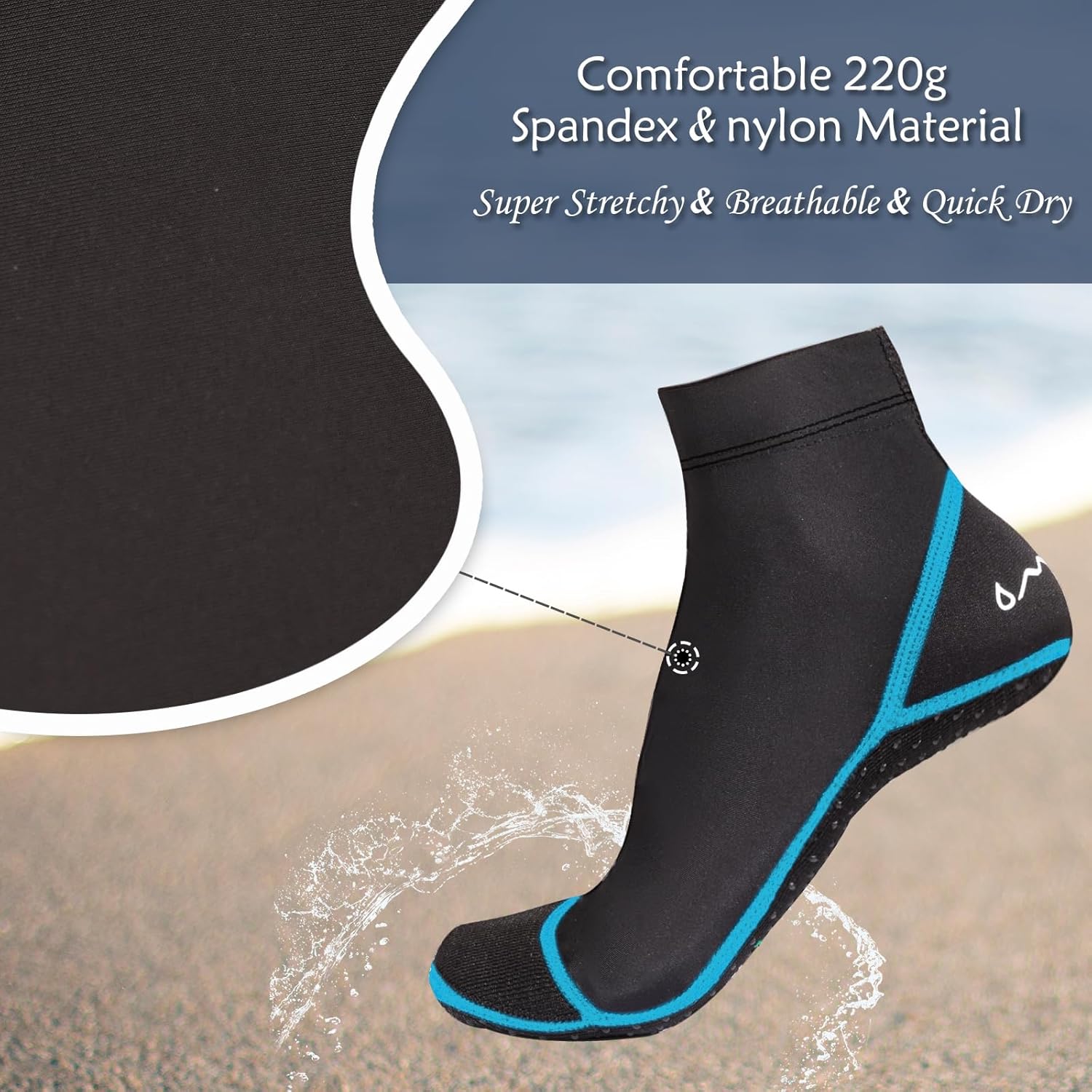 OMGear Calcetines de agua, calcetines de voleibol de playa, botines a prueba de arena, calcetines de natación de secado rápido, calcetines de buceo