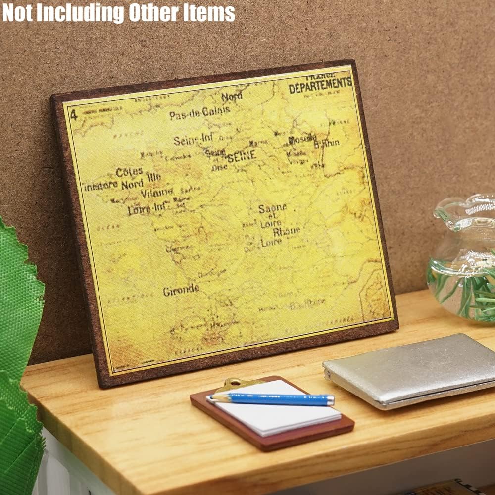 Odoria Accesorios de decoración de casa de muñecas con mapa de pared en miniatura 112
