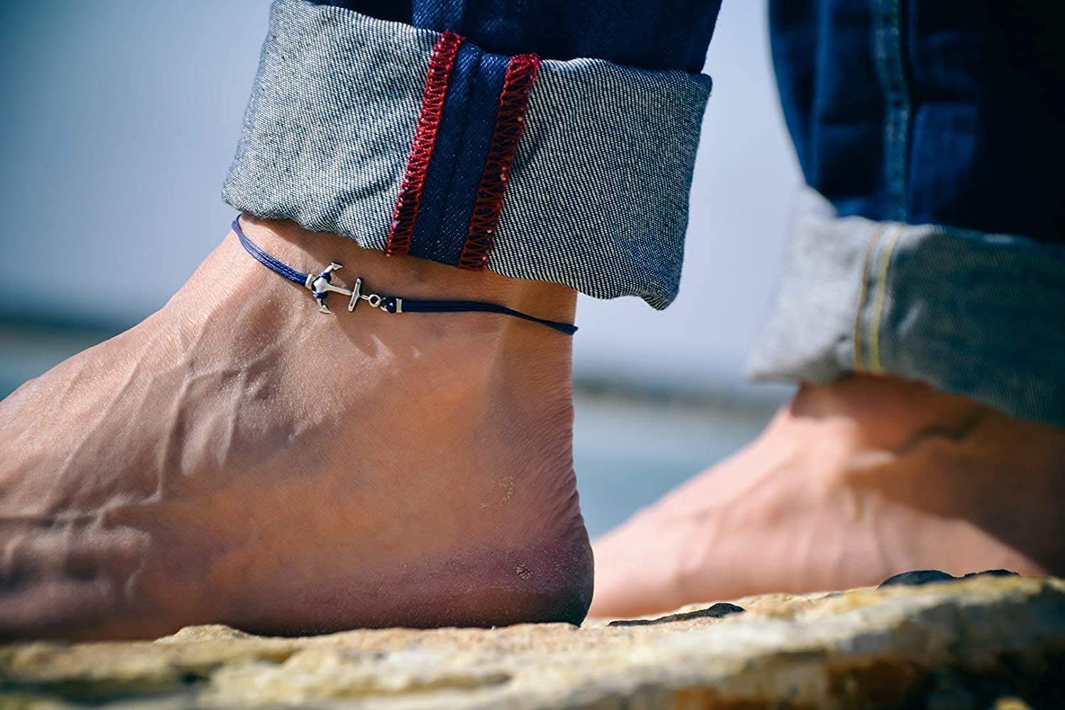 Anchor anklet for men, men’s anklet with a silver anchor, blue cord, anklet for men, gift for him, men’s ankle bracelet, nautical jewelry