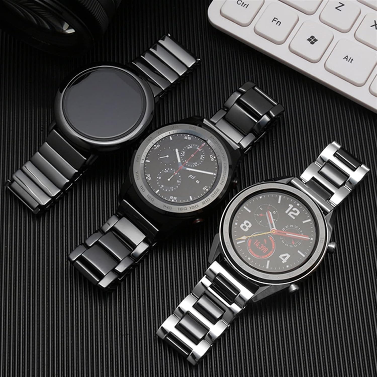 RAYESS Correa de reloj inteligente de 0.787in 0.866in pulsera de cerámica para Samsung Gear S2 S3 S4 correa de repuesto para Huawei watch2 Pro gt2