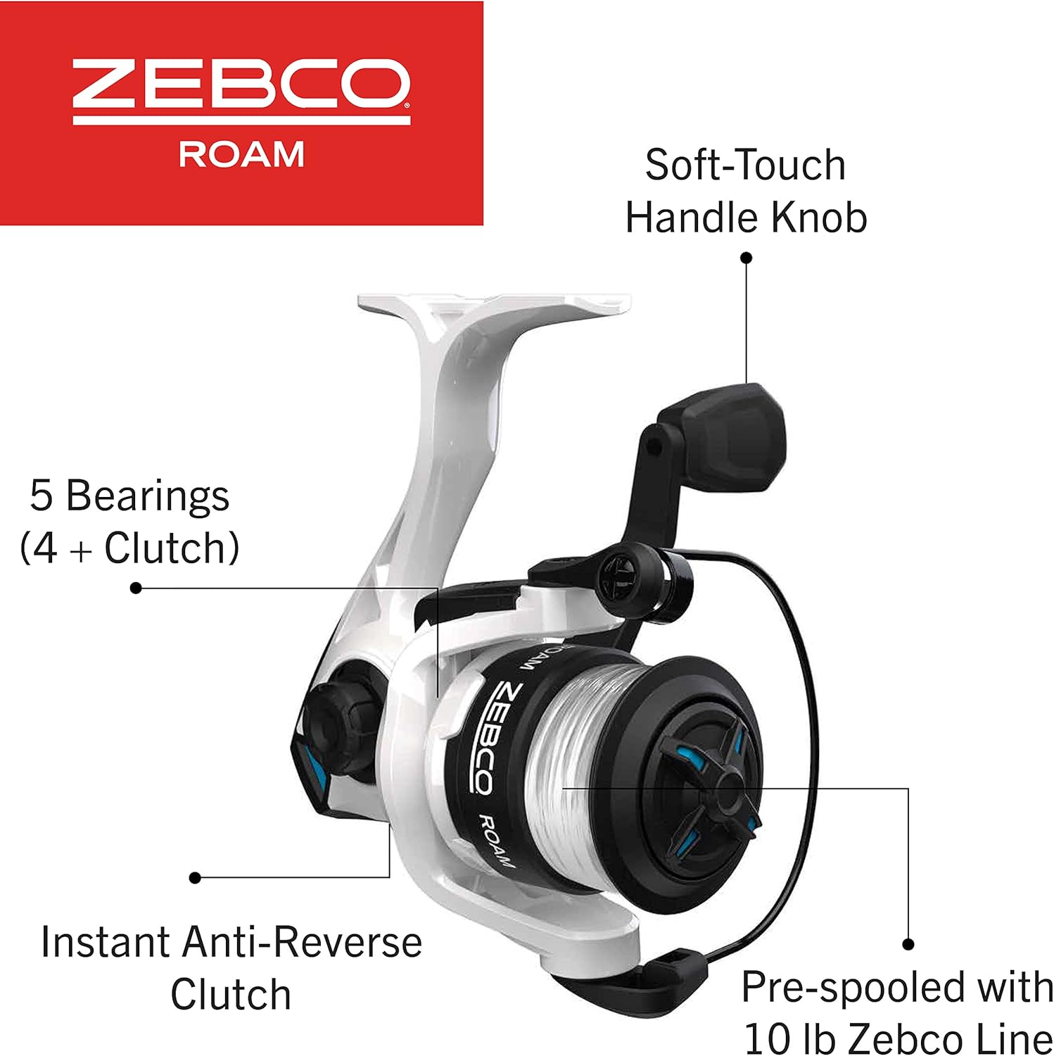 Zebco Roam Combo de carrete giratorio y caña de pescar, mango de caña ComfortGrip dividido, perilla de mango suave al tacto
