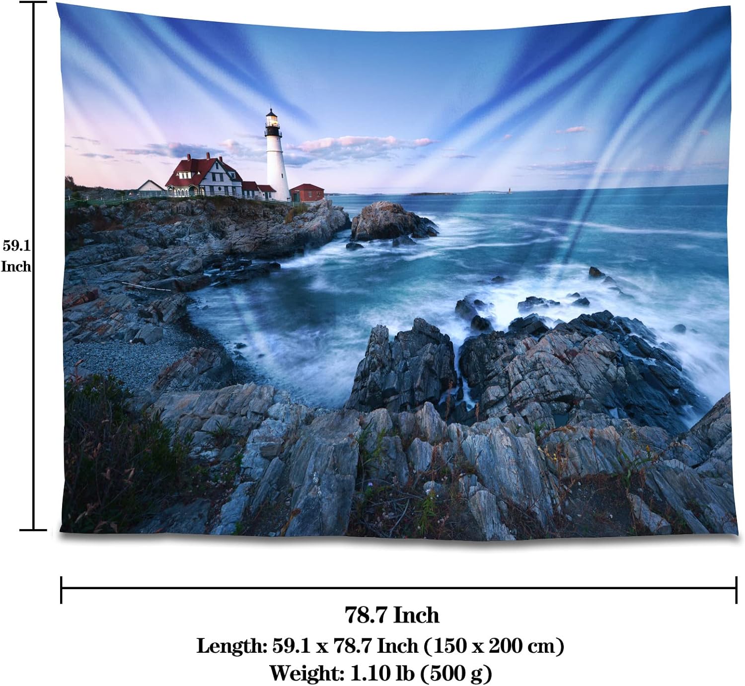 Tucocoo Tapiz de faro, tapiz de paisaje marino para dormitorio, estético Portland, faros, paisajes, paisajes, lugares emblemáticos, tapices de pared