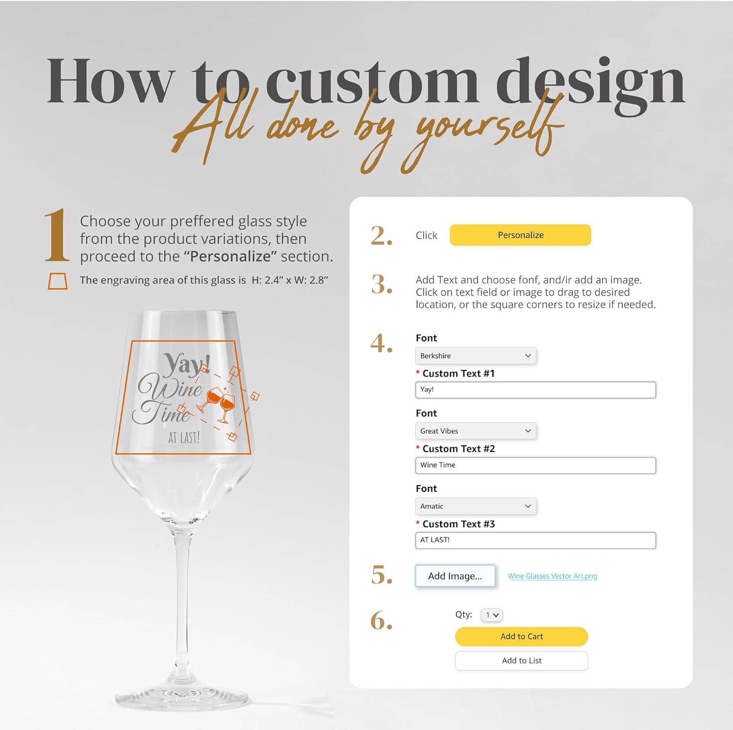 Copa de vino de cristal personalizada de 18 onzas con tu diseño de logotipo personalizado o texto personalizado, grabado láser permanente, recuerdos