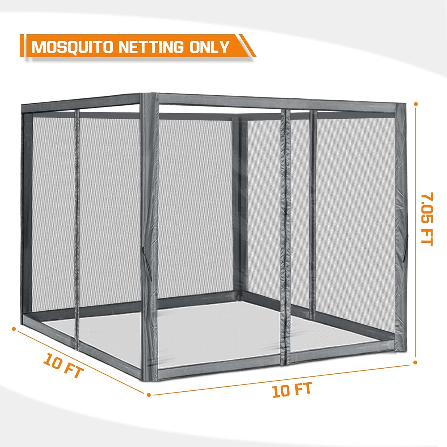 COOS BAY Mosquitera de repuesto con cremalleras, panel de pared de malla para carpa de glorieta de 11 x 11 pulgadas, gris (solo 4 paredes laterales,