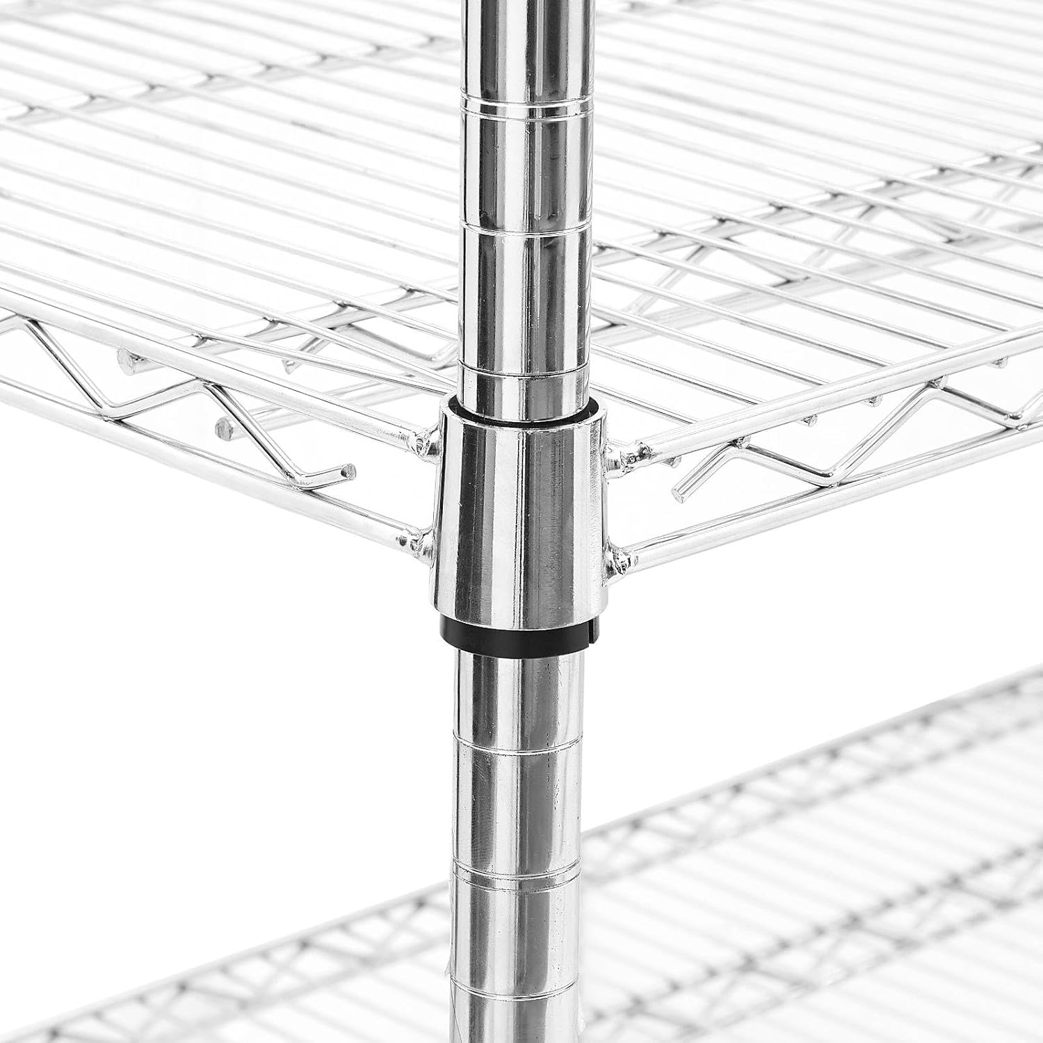 Estantería de alambre cromado, organizador de almacenamiento ajustable de metal resistente para despensa, garaje, baño, cocina, plata