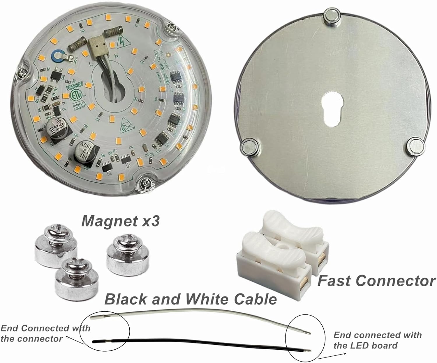 Ventilador de techo de 4 pulgadas, 18 W, luz LED de repuesto blanca de 6000 K, 120 V, 1800 lm, 90 Ra, kit de actualización LED para ventilador de
