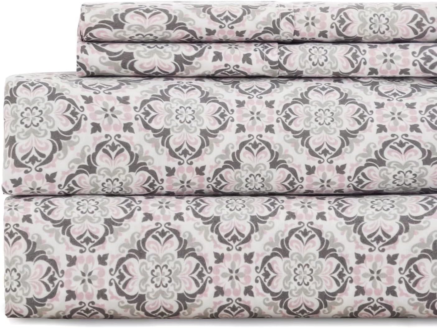 KACEMOO Juego de sábanas de 3 piezas con estampado beige bohemio, sábanas de microfibra de bolsillo profundo, lujosas, suaves, transpirables,