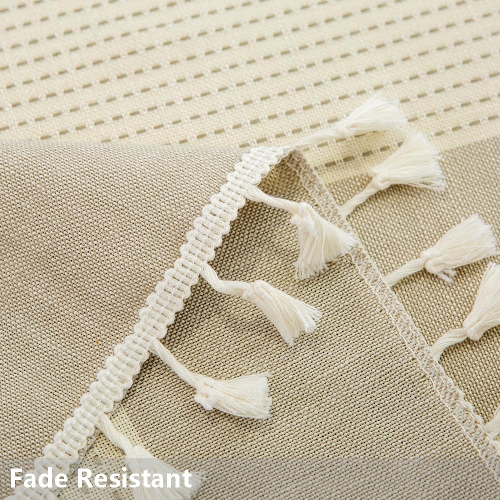Mantel de lino de algodón resistente para mesa cuadrada, mantel con borlas para mesa de comedor, a prueba de polvo, para decoración de mesa (55 x 55