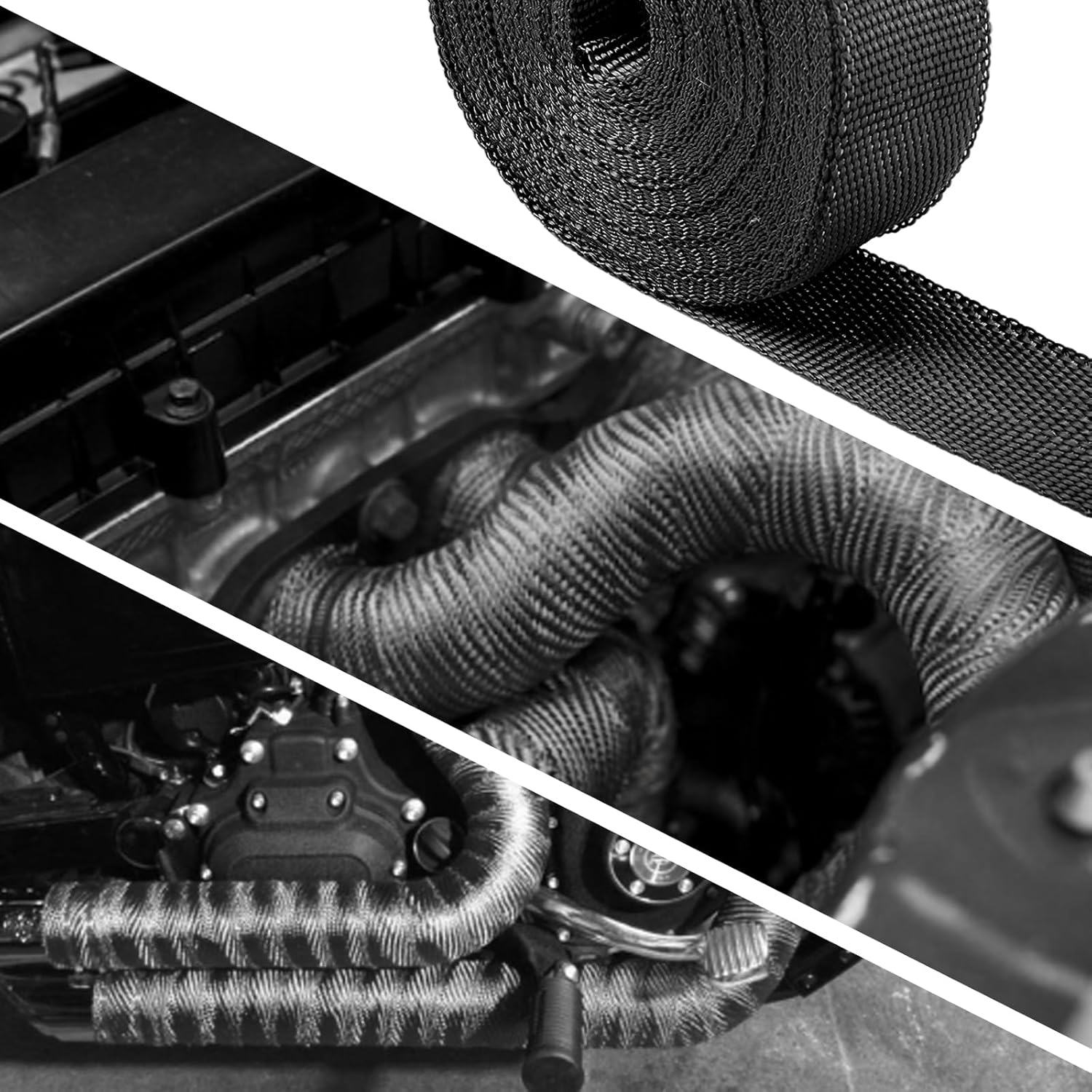 CARDI Cinta de protección térmica de fibra de vidrio negra de 1 pulgada x 16 pies con 4 lazos y guantes de acero inoxidable negro