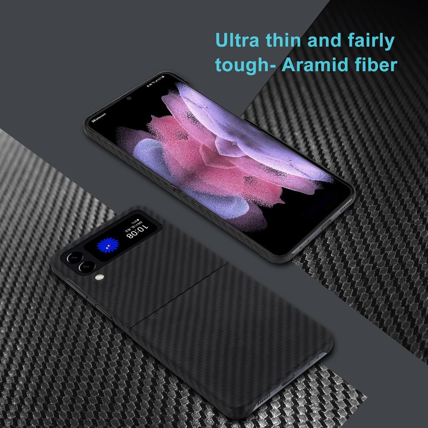 Funda para Samsung Galaxy Z Flip4, funda para Samsung Flip 4 hecha con fibra de aramida 1500D, funda ultradelgada para teléfono, sin funda