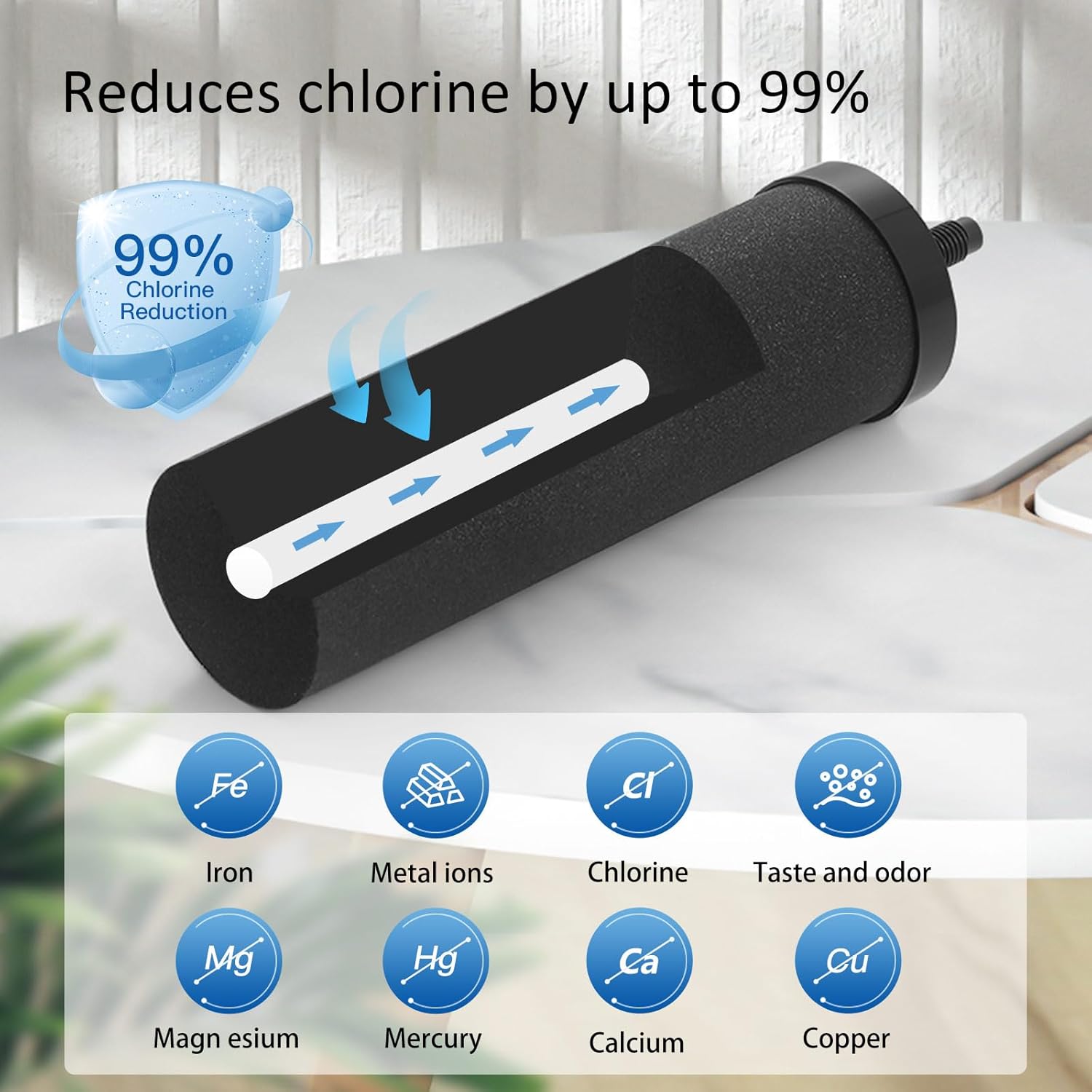 Sistema de filtro de agua alimentado por gravedad, estándar NSFANSI 42 y 372, sistema de acero inoxidable de 0.08 oz con 4 filtros, espiga de nivel
