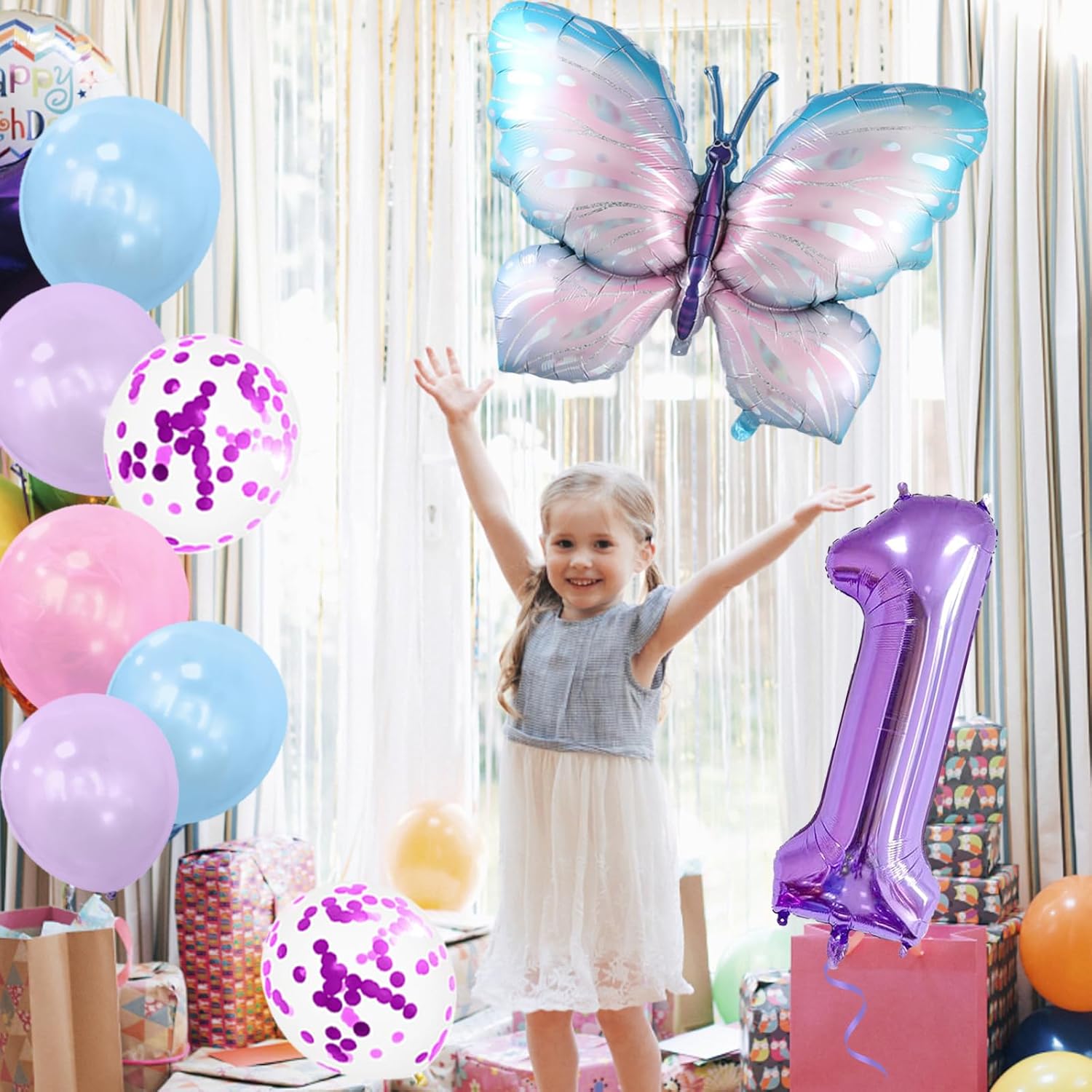 Decoraciones de cumpleaños de mariposa, 23 piezas de globos de mariposa moradas, decoraciones de mariposa para fiesta de cumpleaños, baby shower