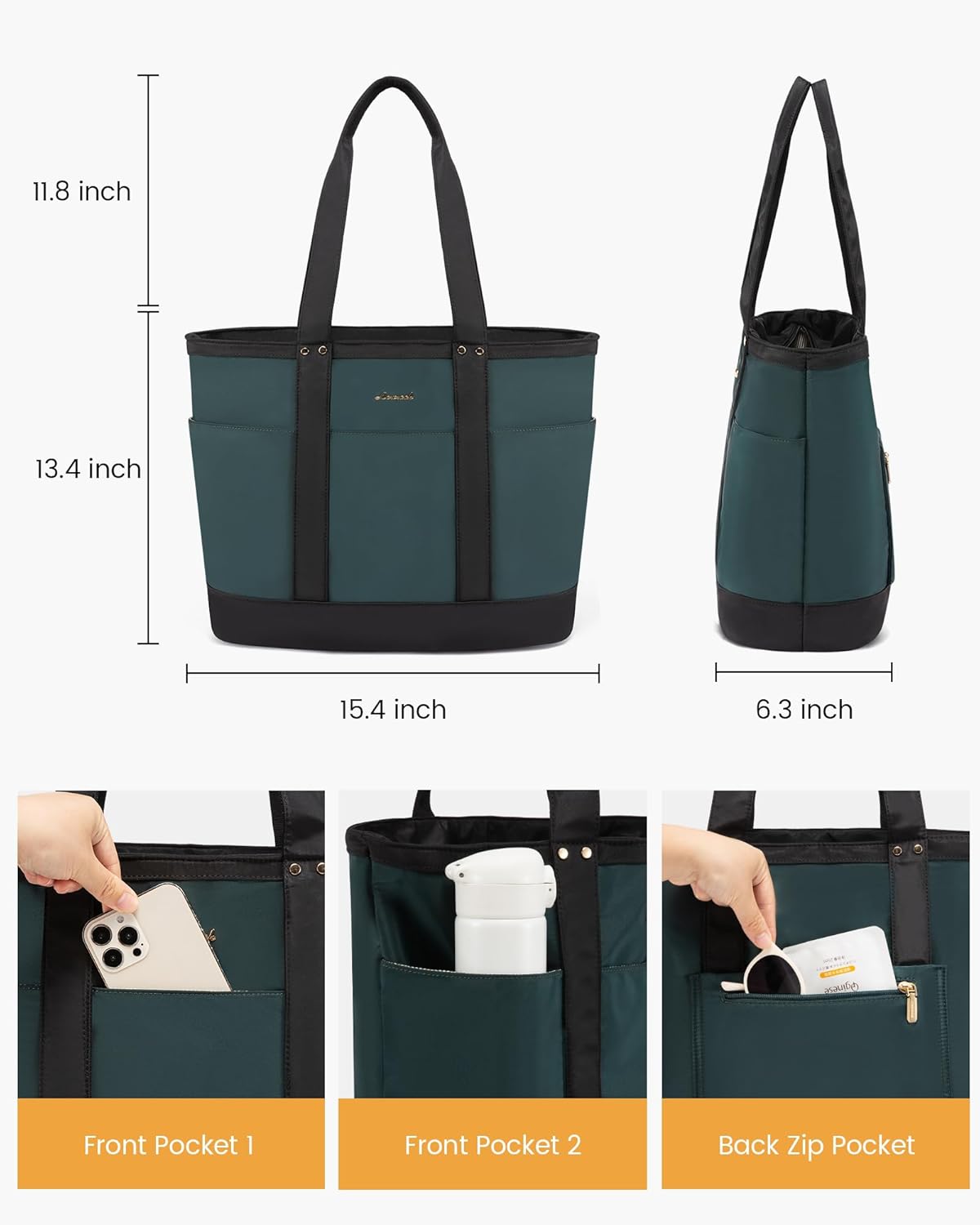 LOVEVOOK Bolsa de mano para mujer, bolsa de hombro grande, bolsa de trabajo ligera para profesores, bolsa para laptop de 15.6 pulgadas con correa de