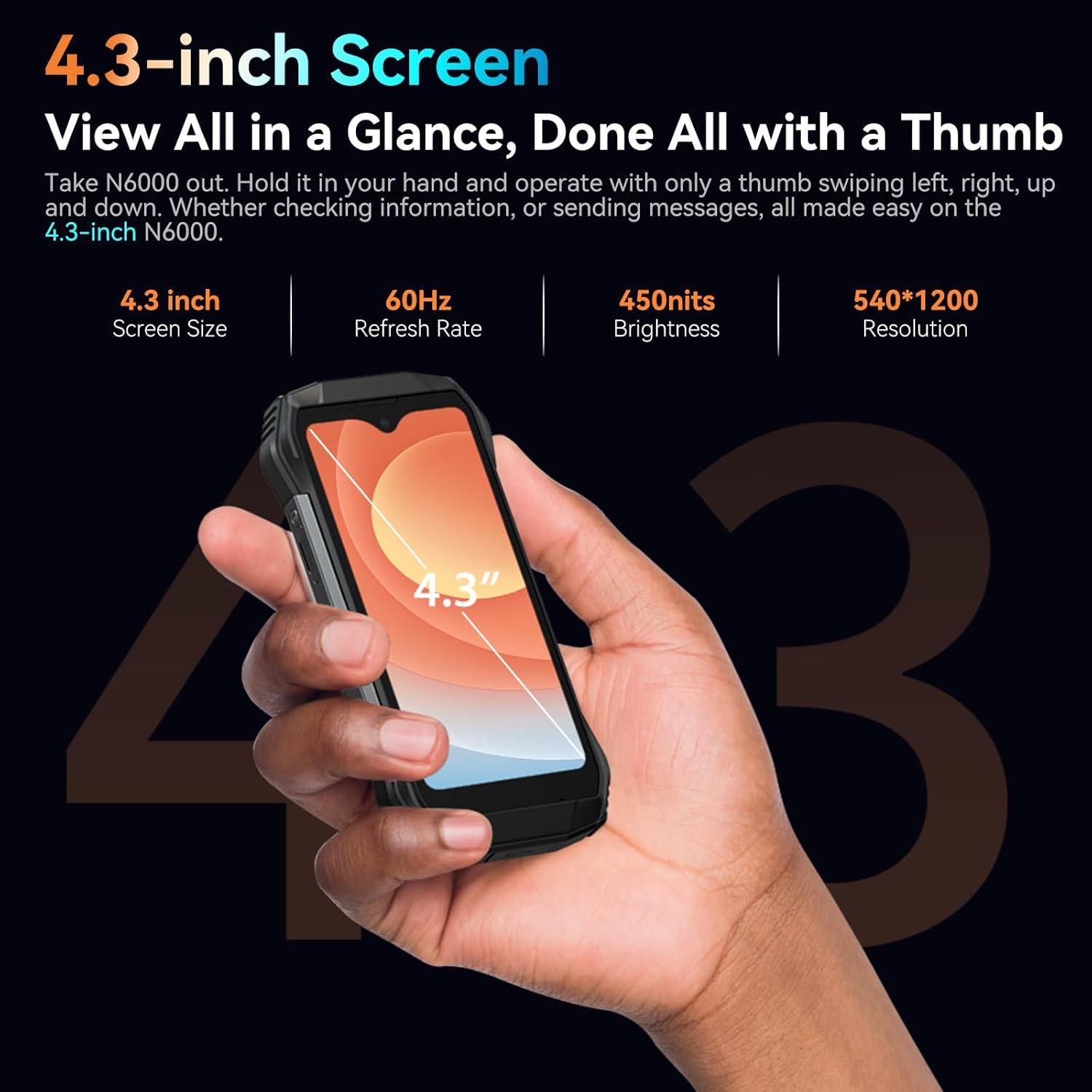 Blackview N6000 Smartphone resistente 2023, teléfono Android 13 pequeño de 4.3 pulgadas, 16 GB 256 GB Octa-core MTK Helio G99 6nm, cámara de 48 MP +