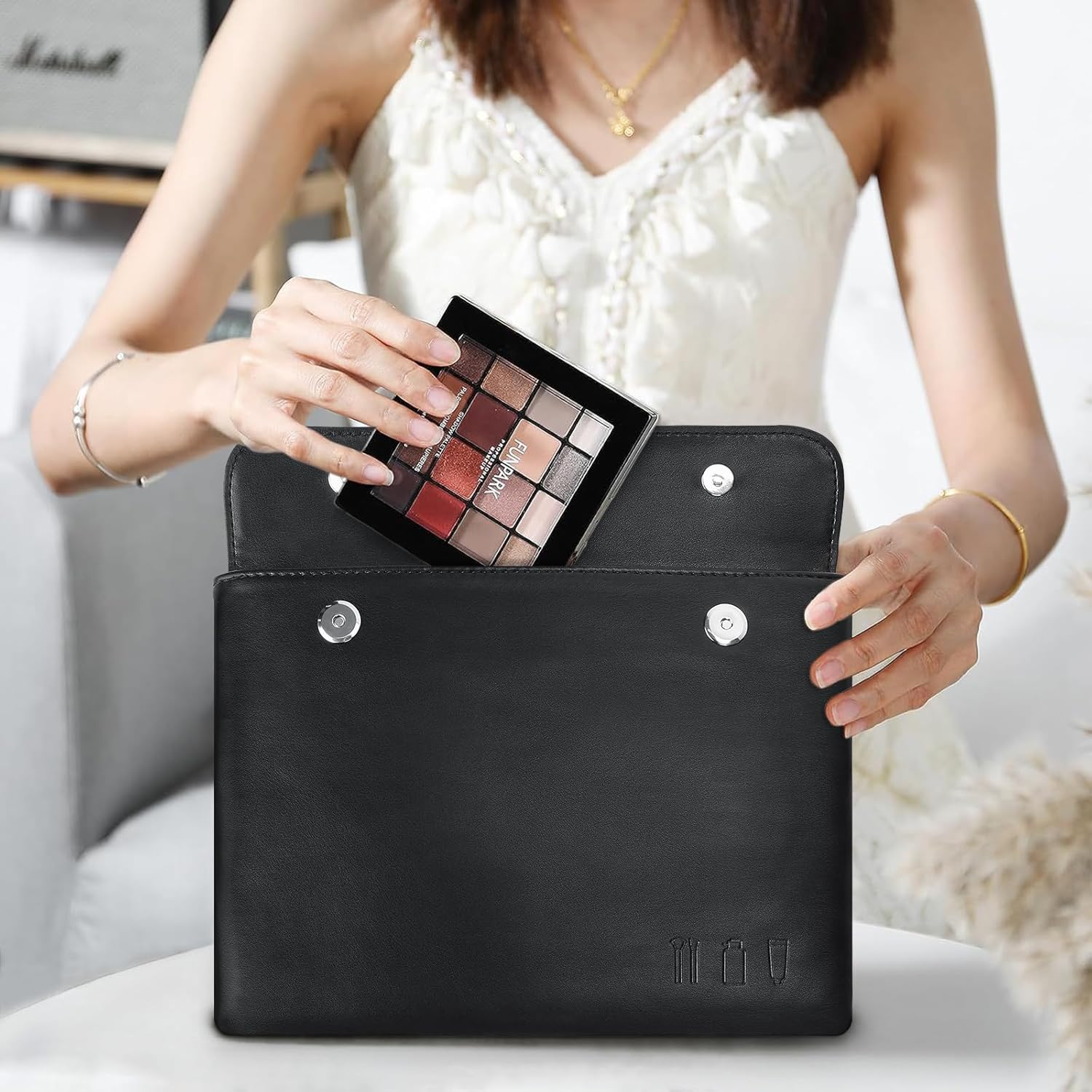 Travel Makeup Bag, cosmetic travel bag Large Capacity Leather Cosmetic Bags for Women,Waterproof Portable Pouch Bag Make up Organizer