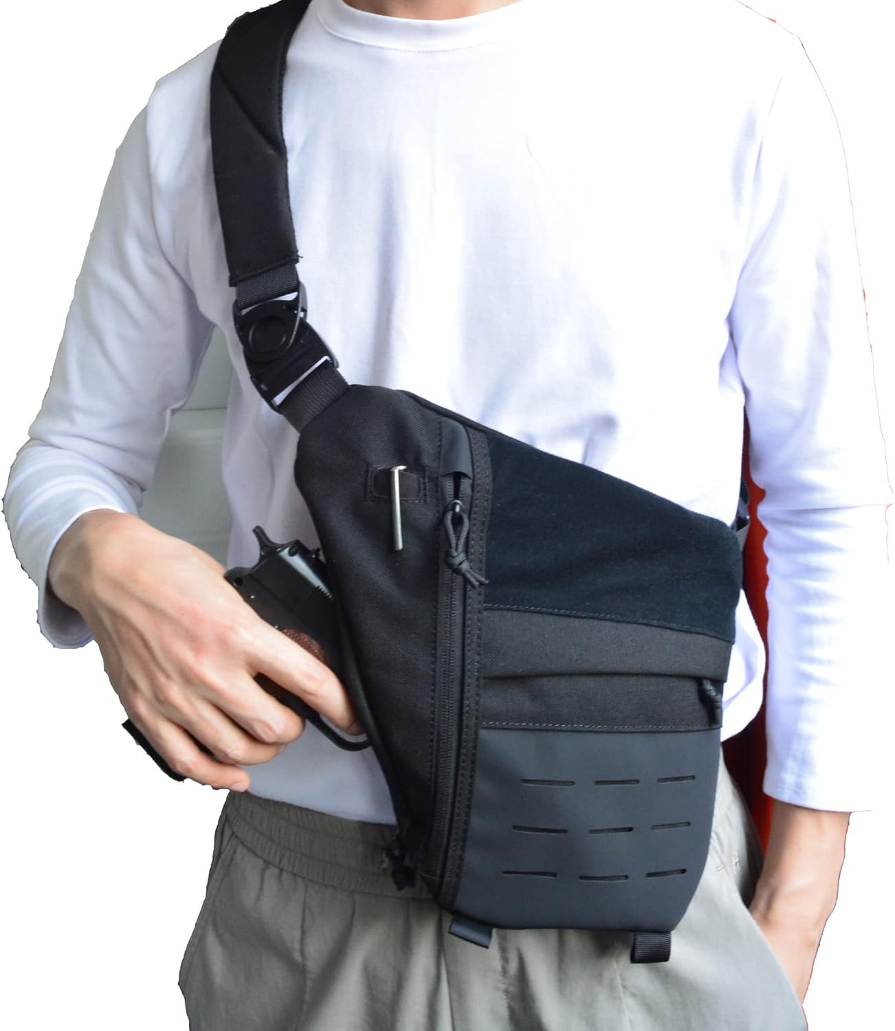 Bolsa de transporte oculta para hombres, bolsa de pecho de pistolas, bolsa cruzada antirladrón, mochila de bolsillo personal