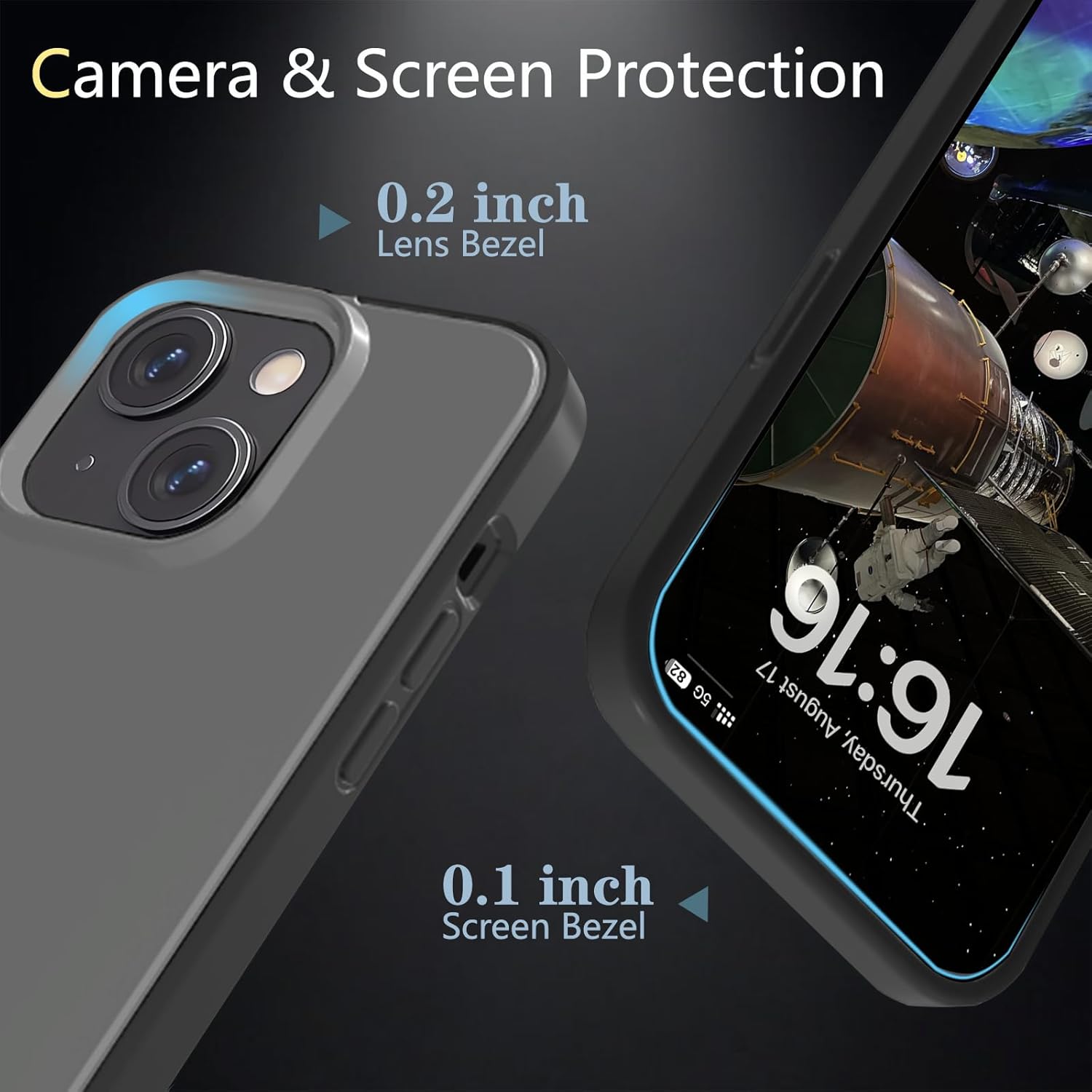 Funda rígida para iPhone 13 iPhone 14 protector de lente de 0.2 pulgadas protección de grado militar de 6.6 pies Funda translúcida mate delgada a
