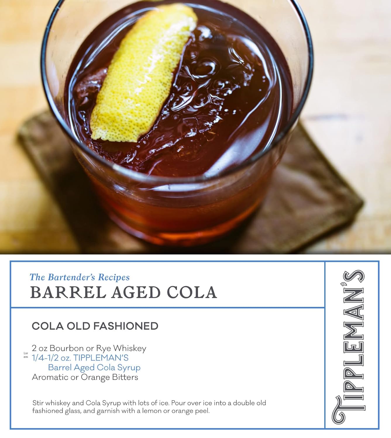Tippleman’s Jarabe de cola envejecido en barril, jarabe de cola complejo natural para cócteles, refrescos clásicos, flotadores de helado, cóctel