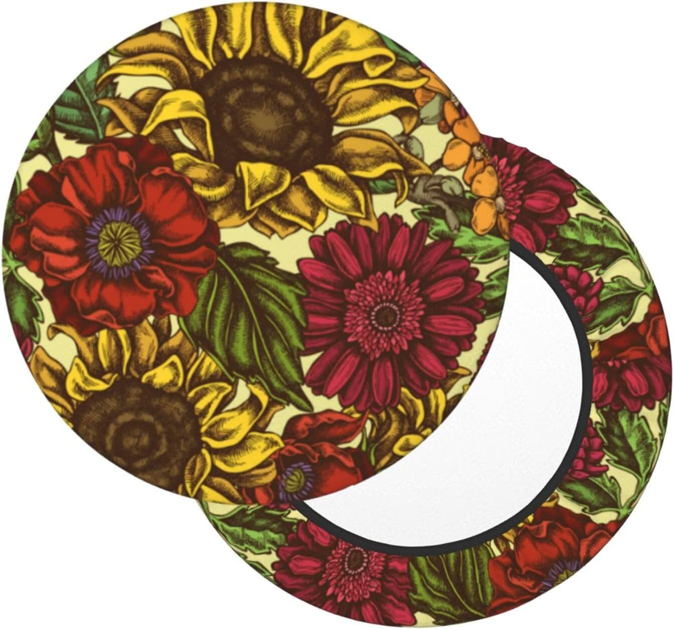 Funda redonda para taburete de bar de girasol, cojín de asiento con parte inferior elástica, lavable y antideslizante, para taburete de bar, funda