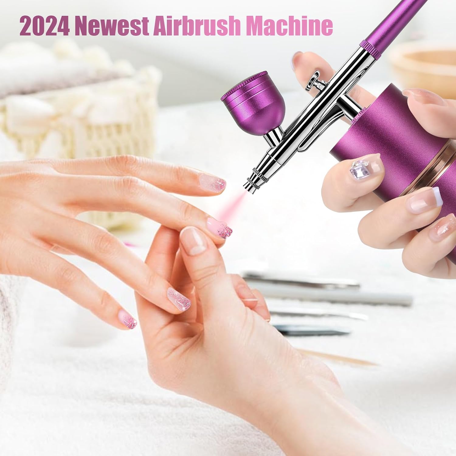 Airbrush-Kit – Cepillo de aire inalámbrico de alta presión con compresor – Aerógrafo para uñas Mini recargable de mano aerógrafo máquina para