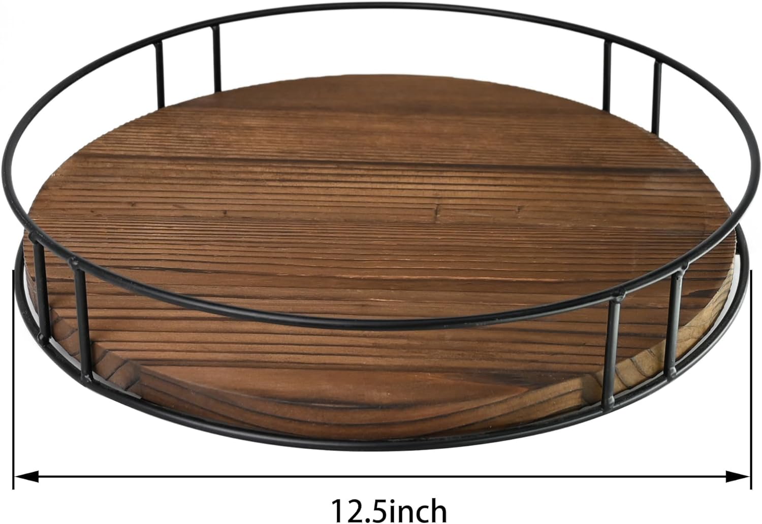 Organizador de tocadiscos de madera de 12.5 pulgadas Lazy Susan para mesa, encimera, gabinete, despensa, cocina, ordenado y organizado (carbonizado)